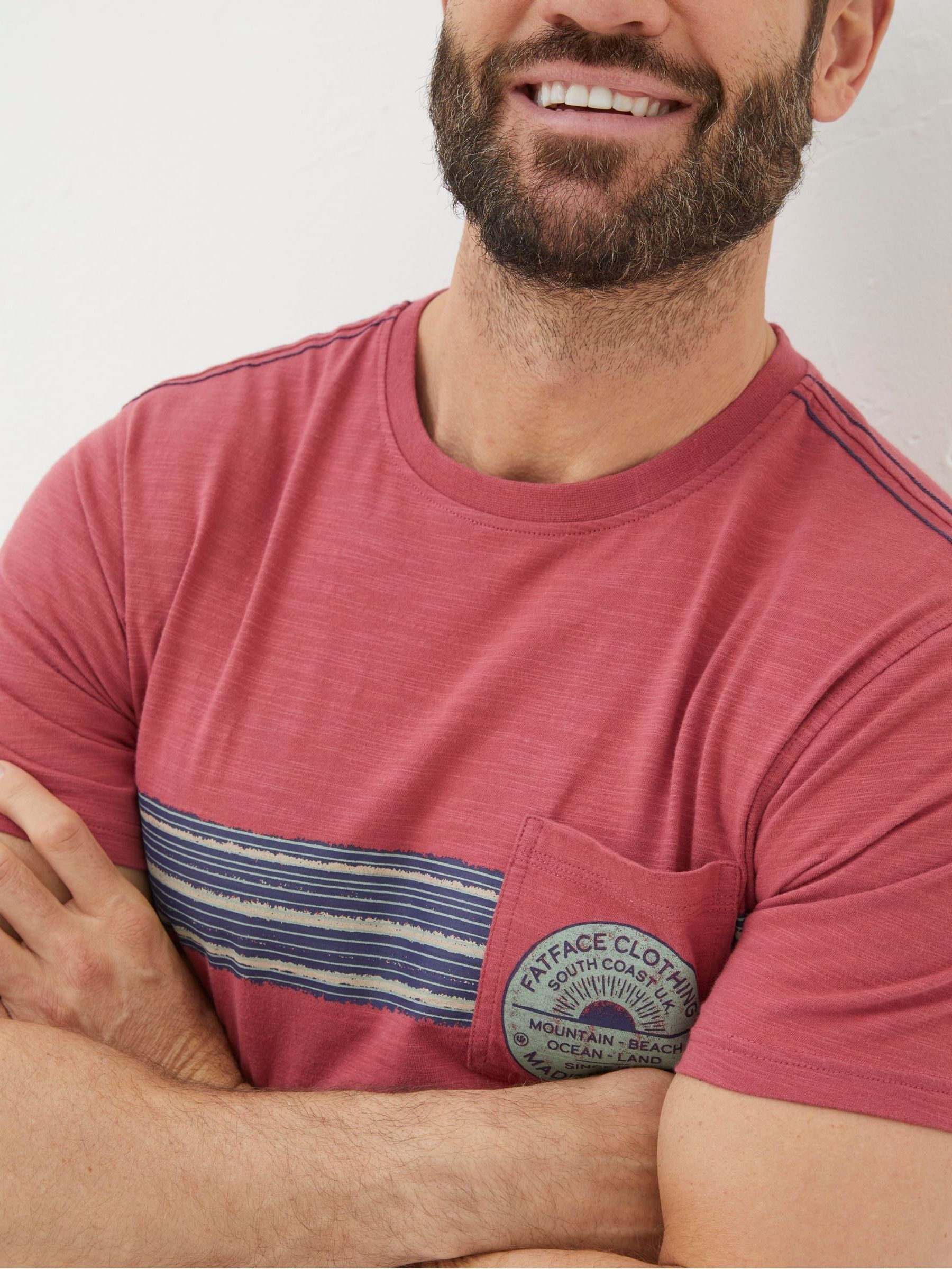 Pink Chest Stripe Badge T-Shirt - Image 4 of 5