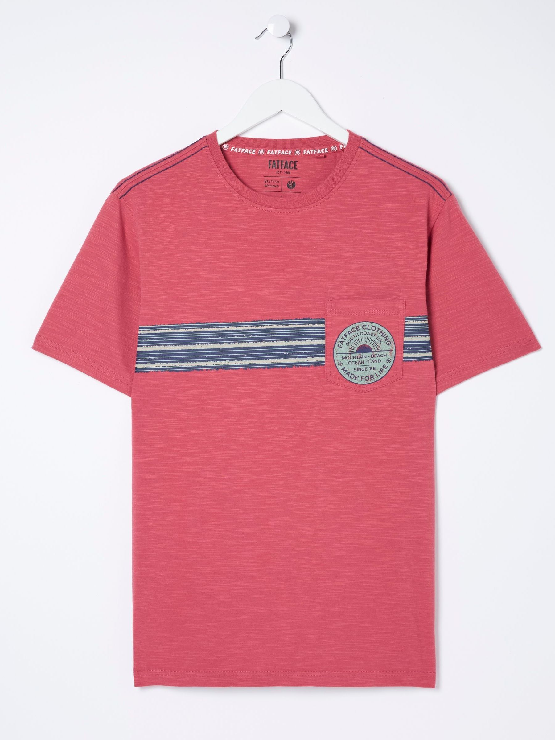 Pink Chest Stripe Badge T-Shirt - Image 5 of 5