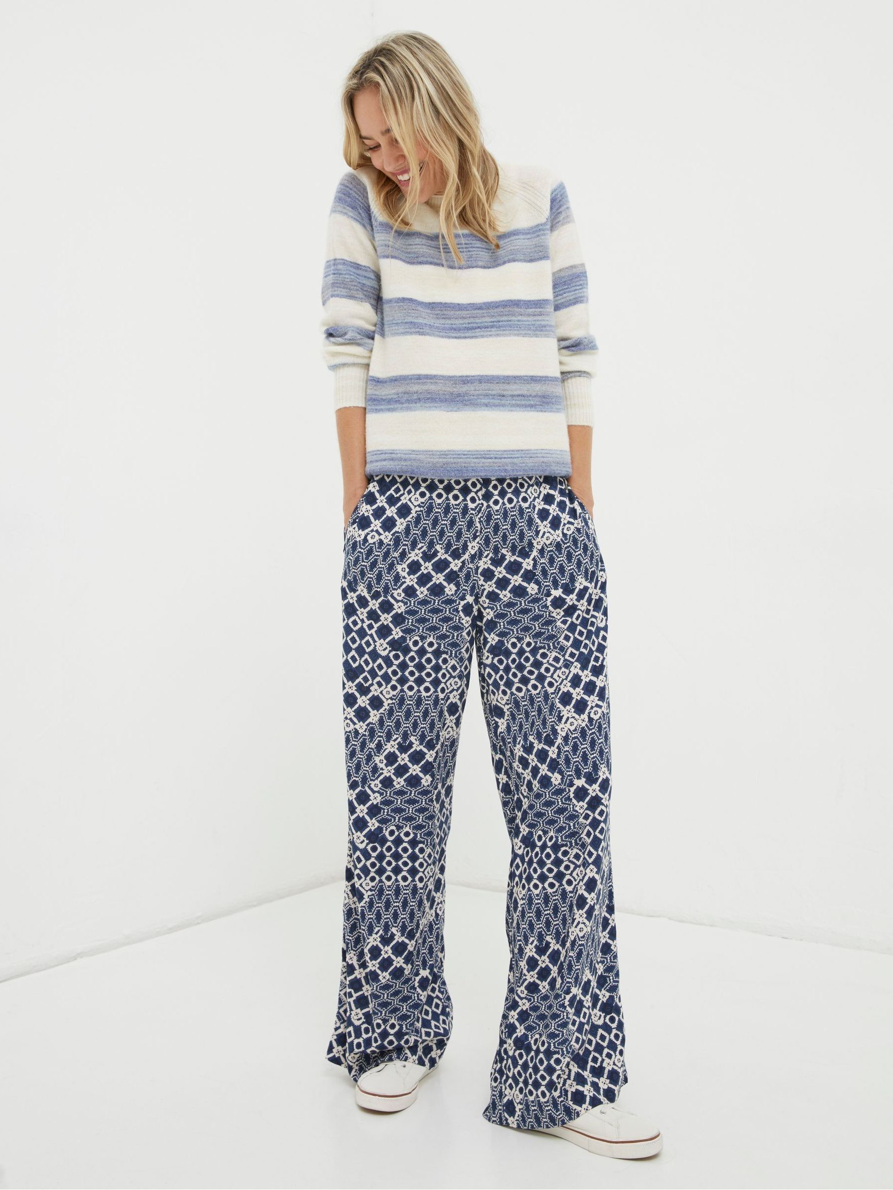 Blue Isla Patchwork Geo Wide Leg Trousers - Image 2 of 5