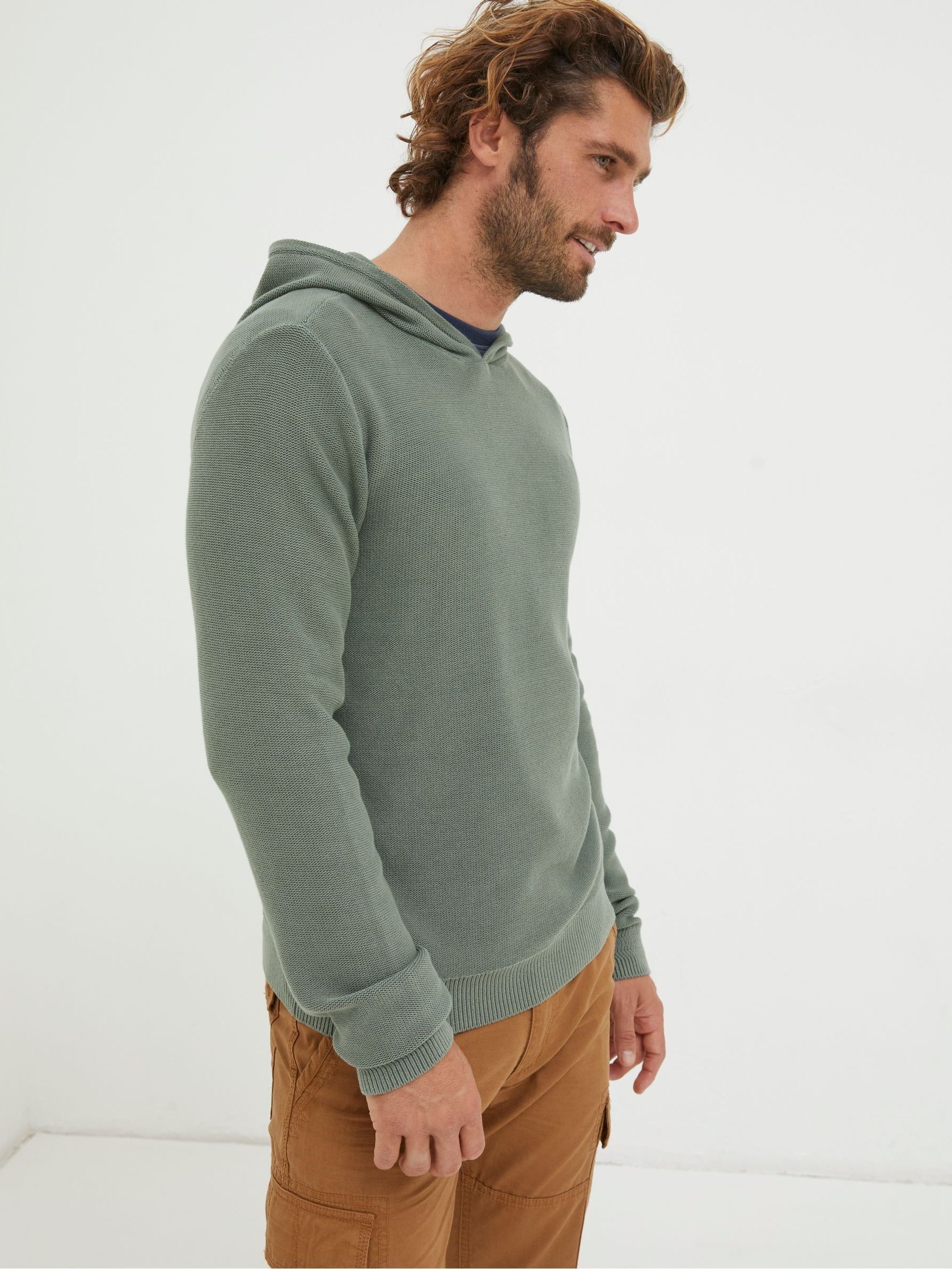 Berwick Green Washed Knitted Hoodie - Image 1 of 5