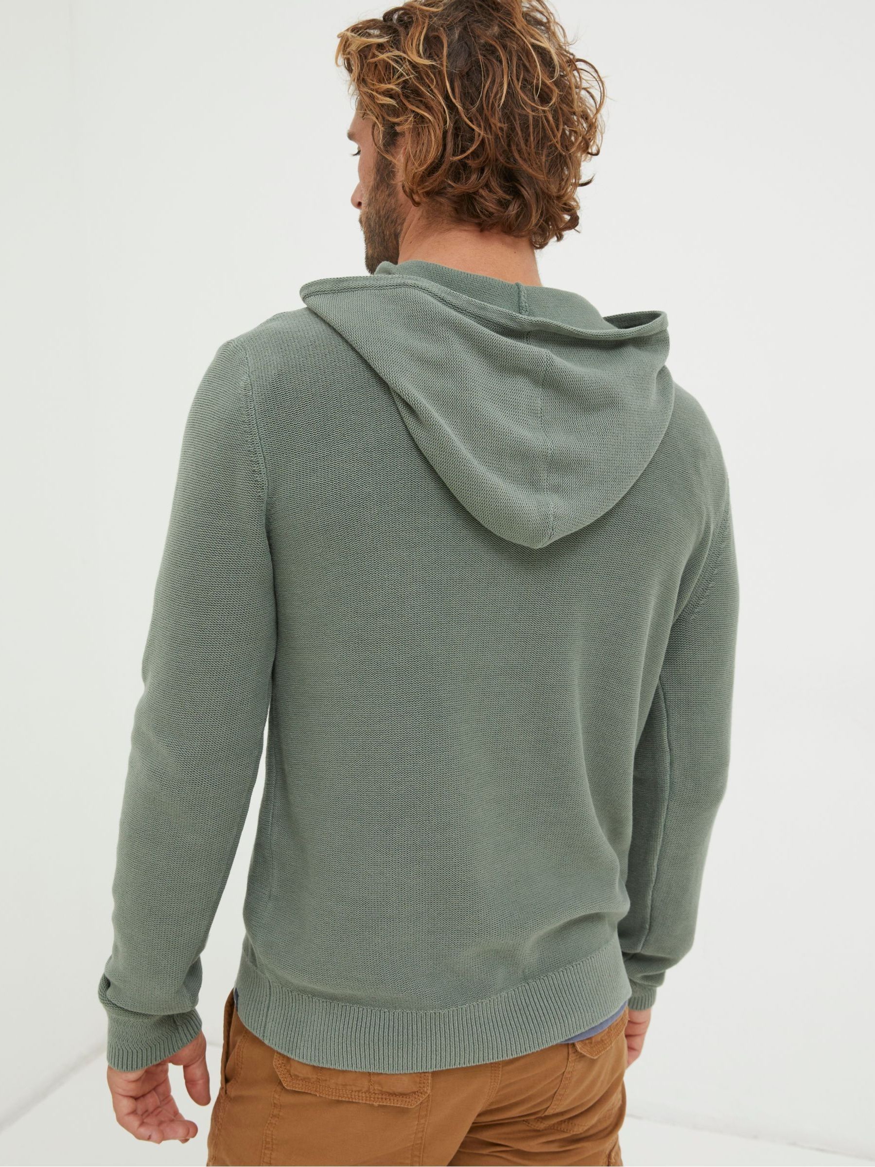 Berwick Green Washed Knitted Hoodie - Image 2 of 5