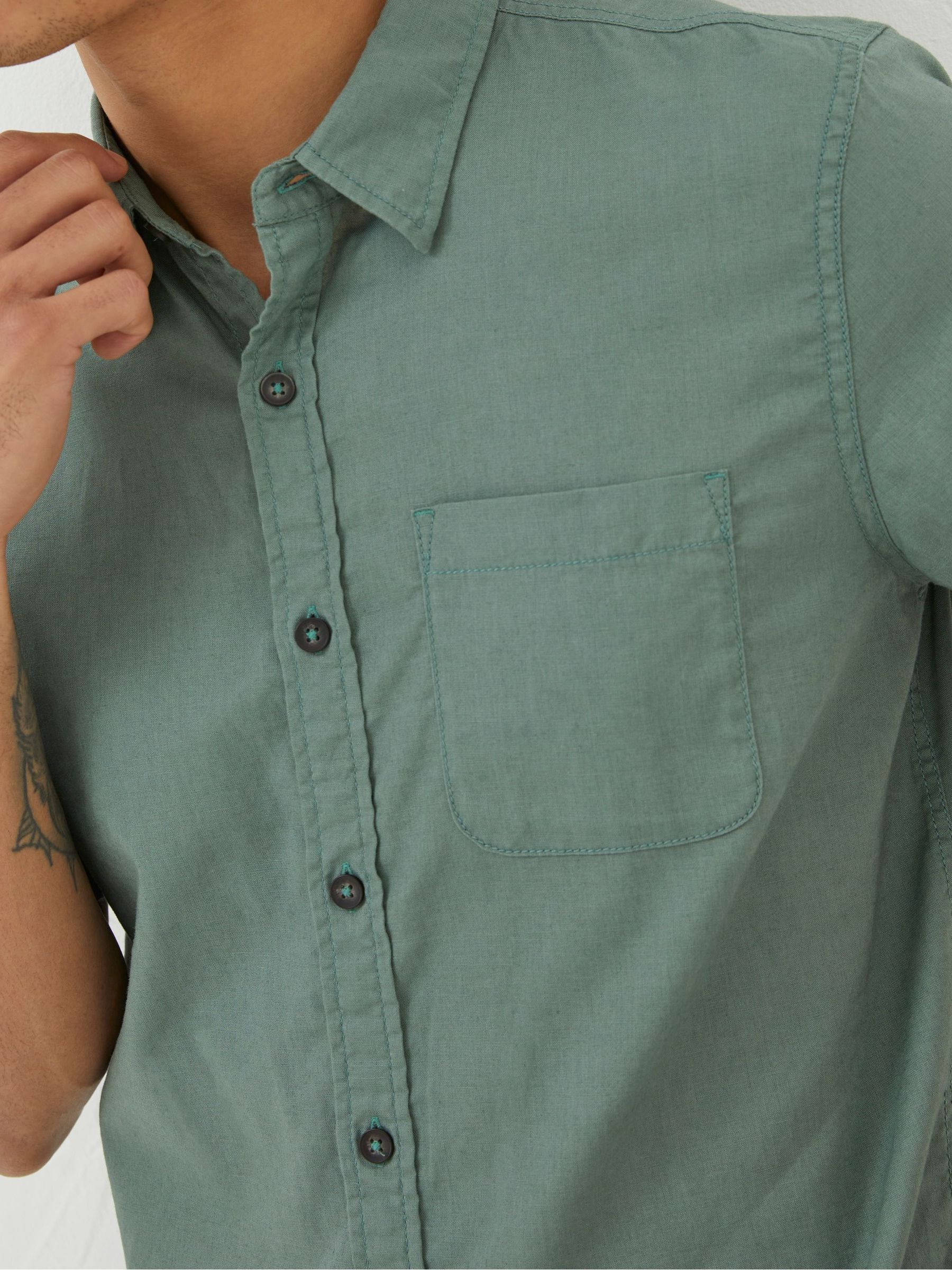 Bugle Green Linen Cotton Shirt - Image 4 of 5