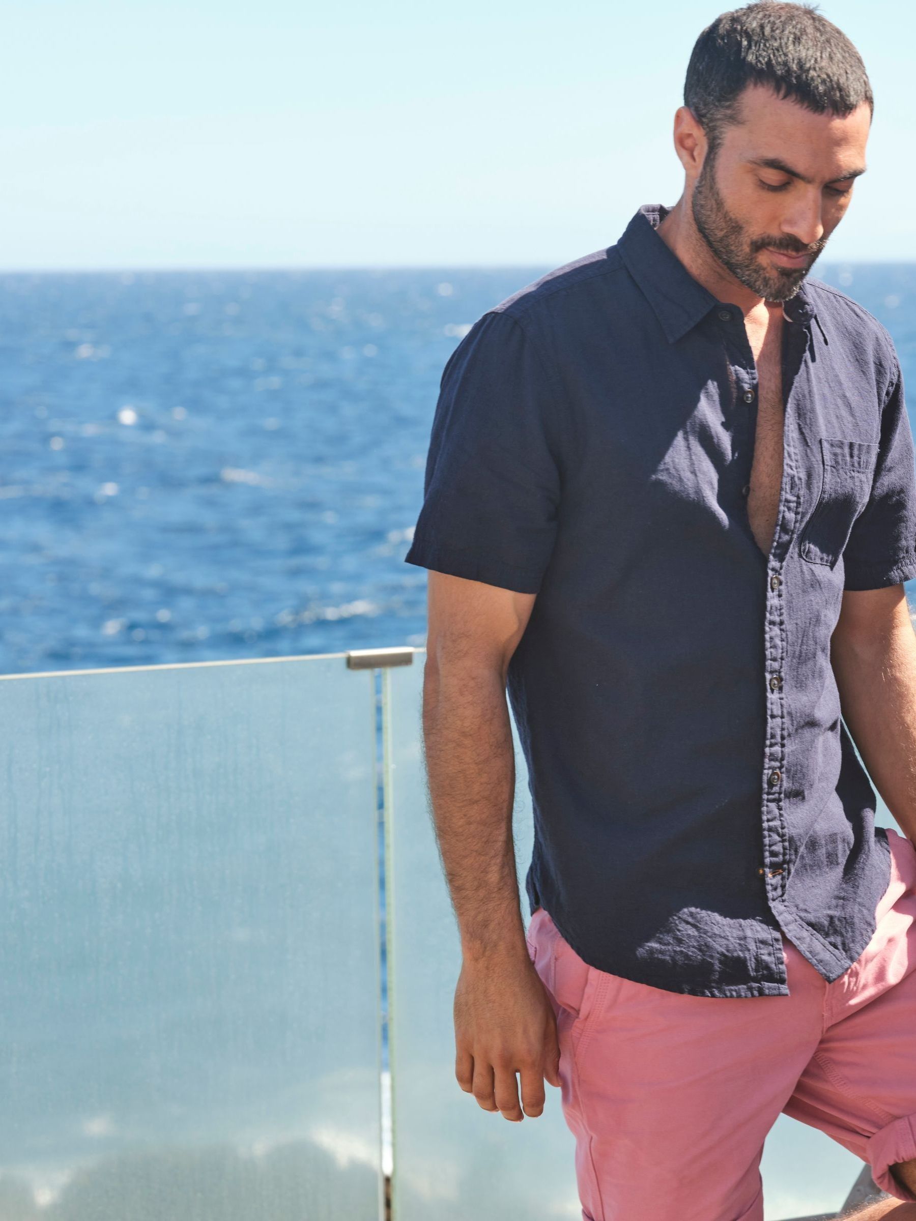 Bugle Navy Blue Linen Cotton Shirt - Image 2 of 7