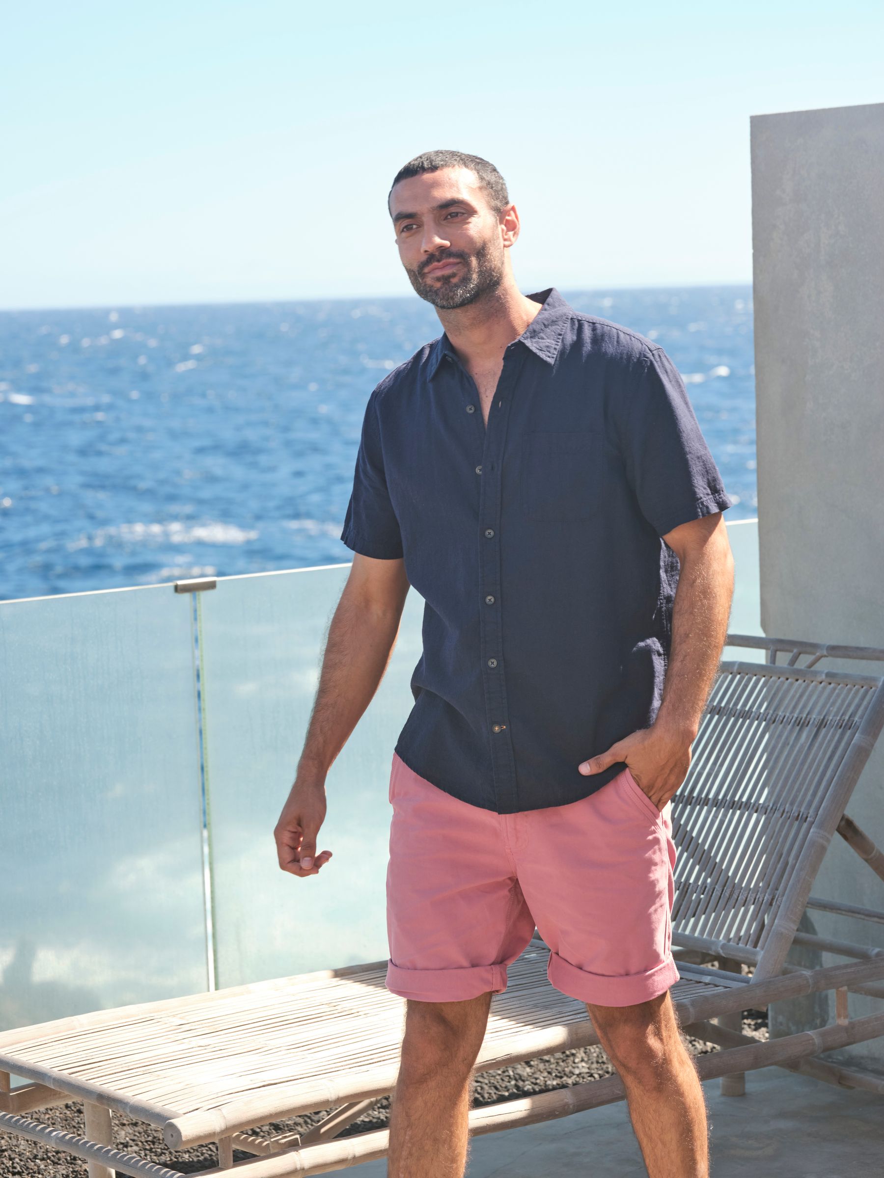 Bugle Navy Blue Linen Cotton Shirt - Image 3 of 7