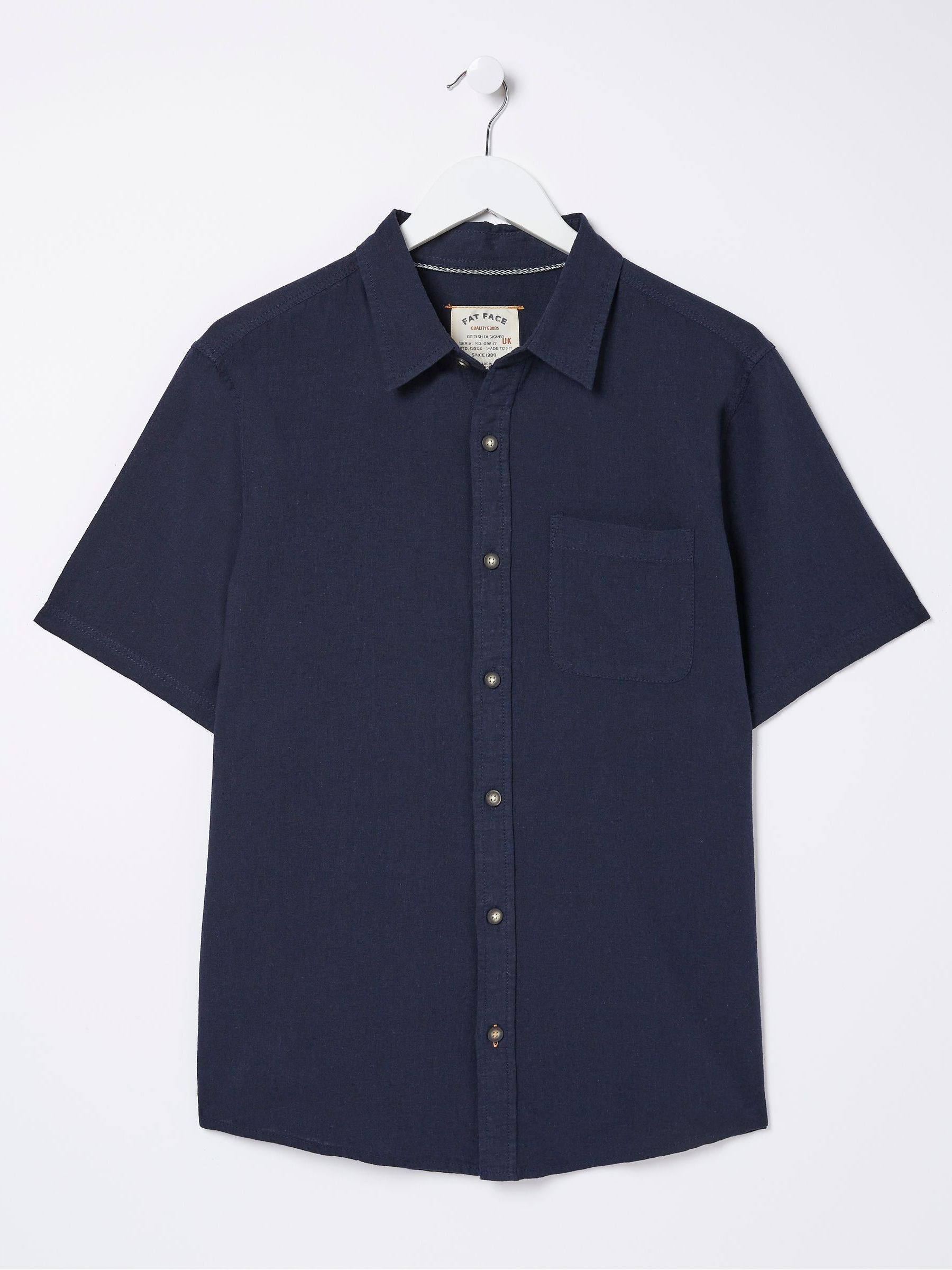 Bugle Navy Blue Linen Cotton Shirt - Image 7 of 7