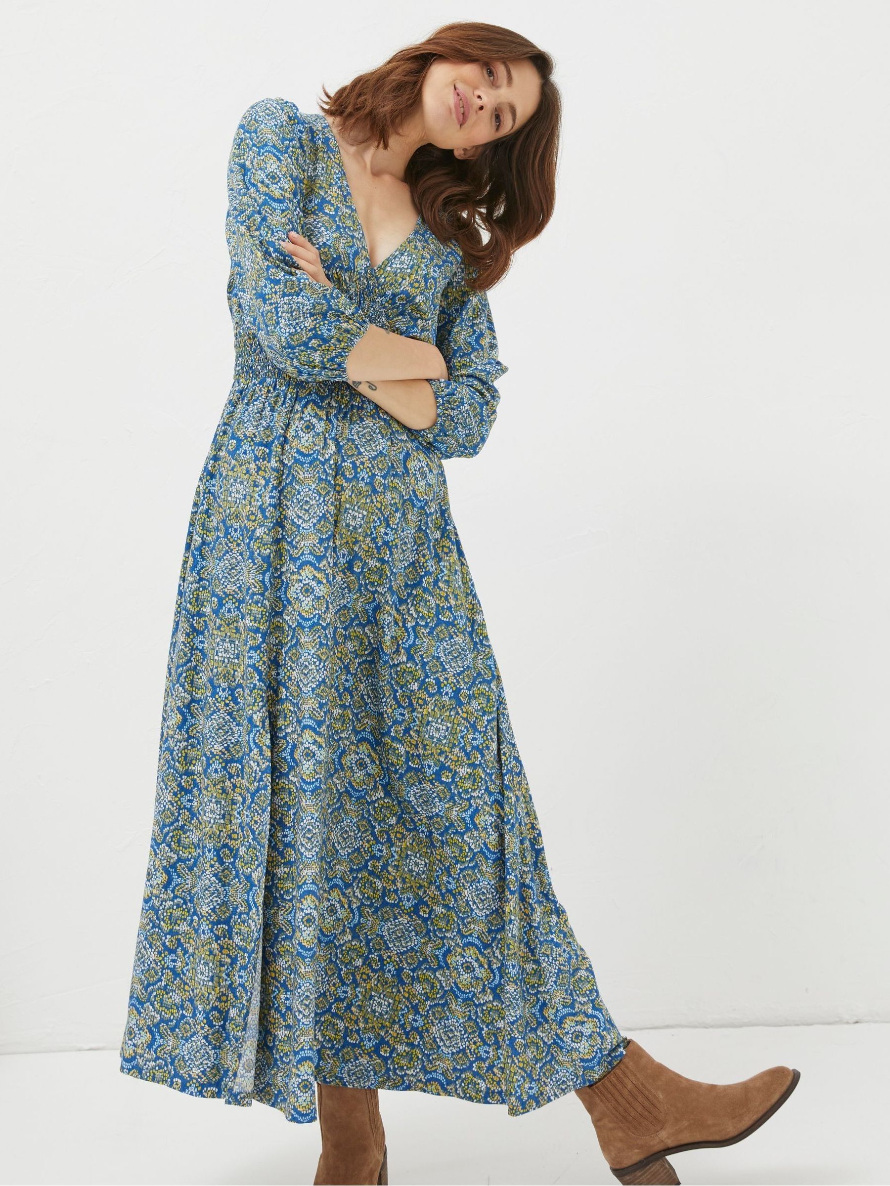 Blue Rene Aztec Texture Midi Dress - Image 3 of 7