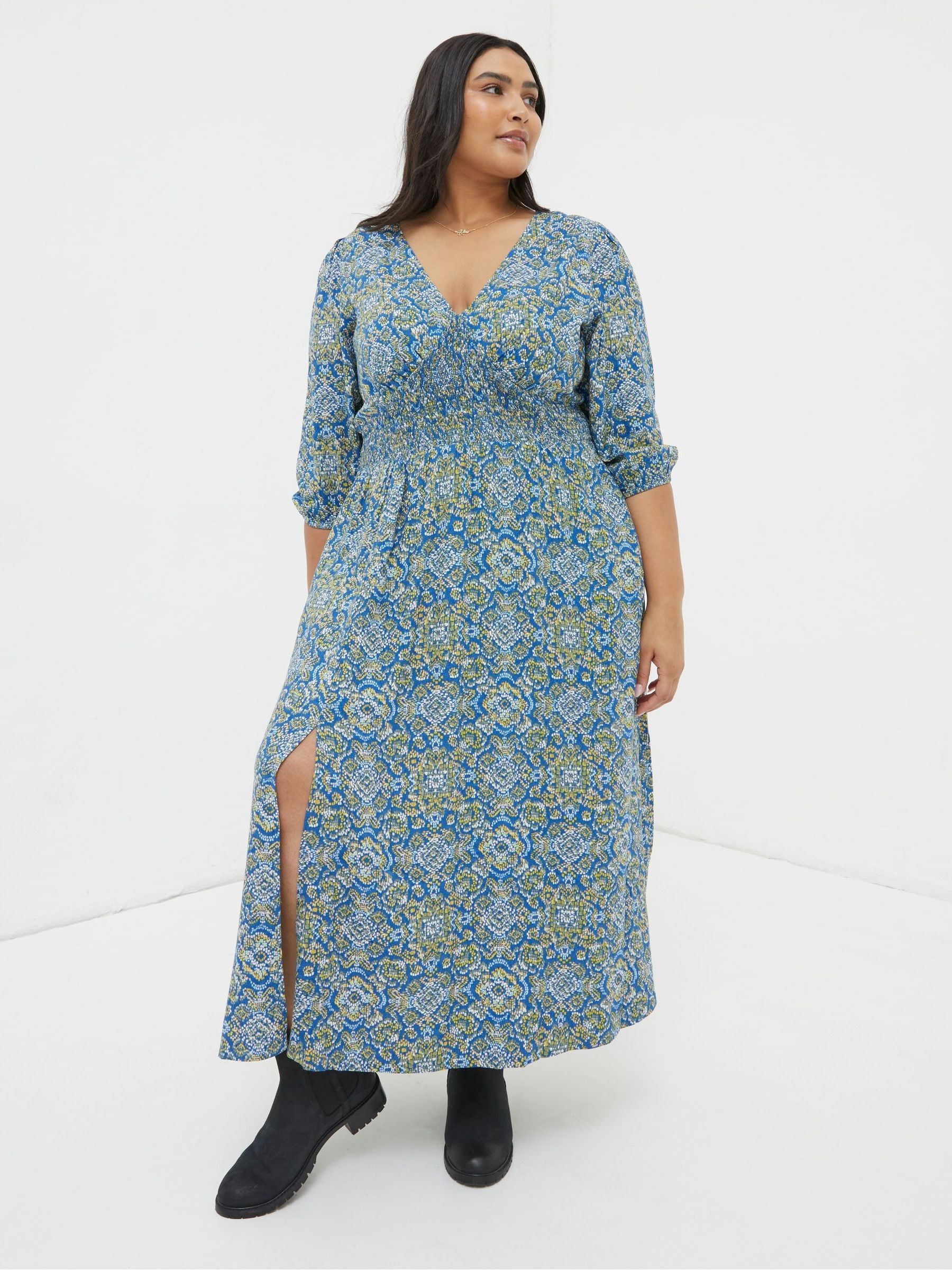 Blue Rene Aztec Texture Midi Dress - Image 4 of 7