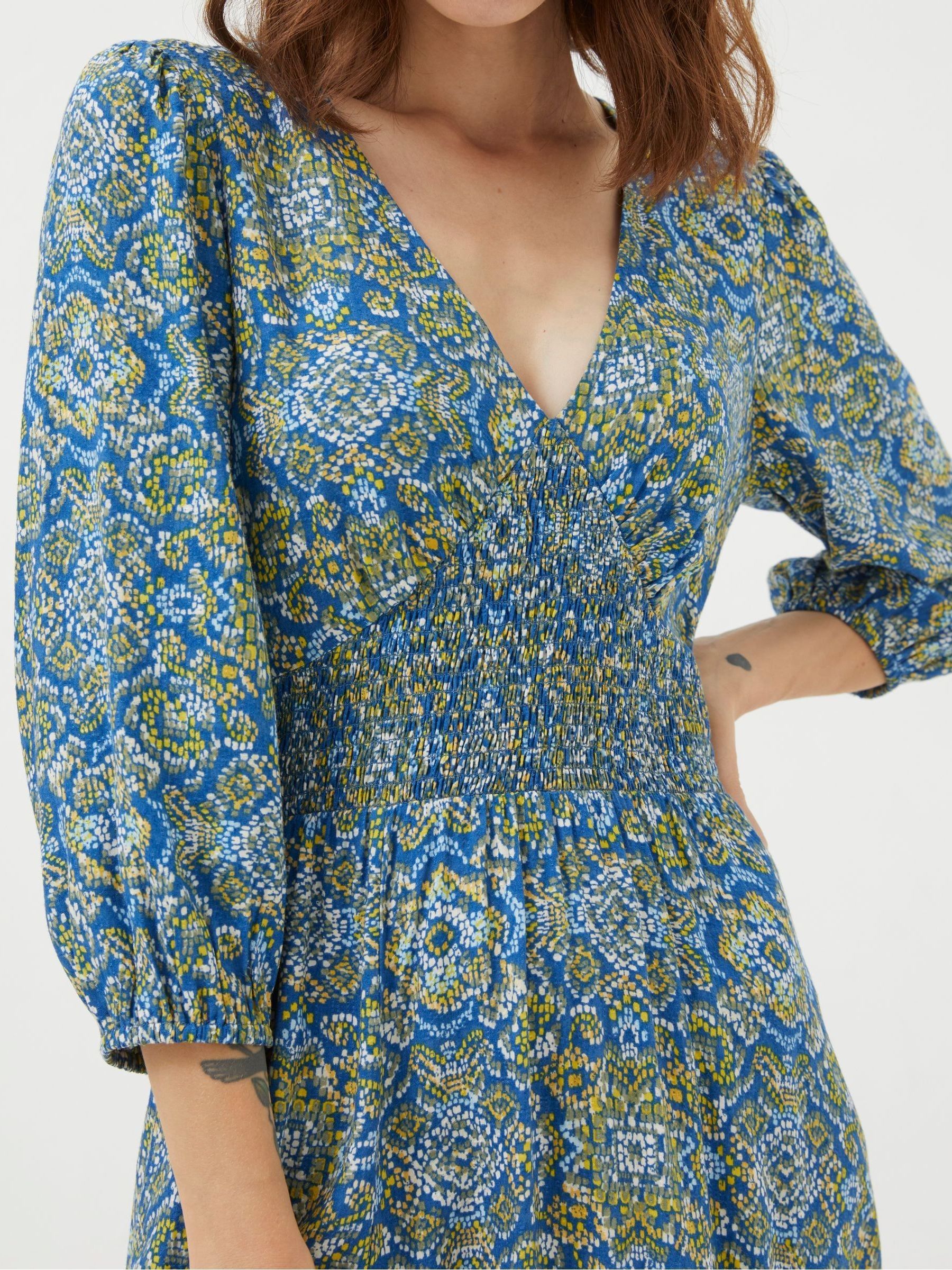 Blue Rene Aztec Texture Midi Dress - Image 5 of 7