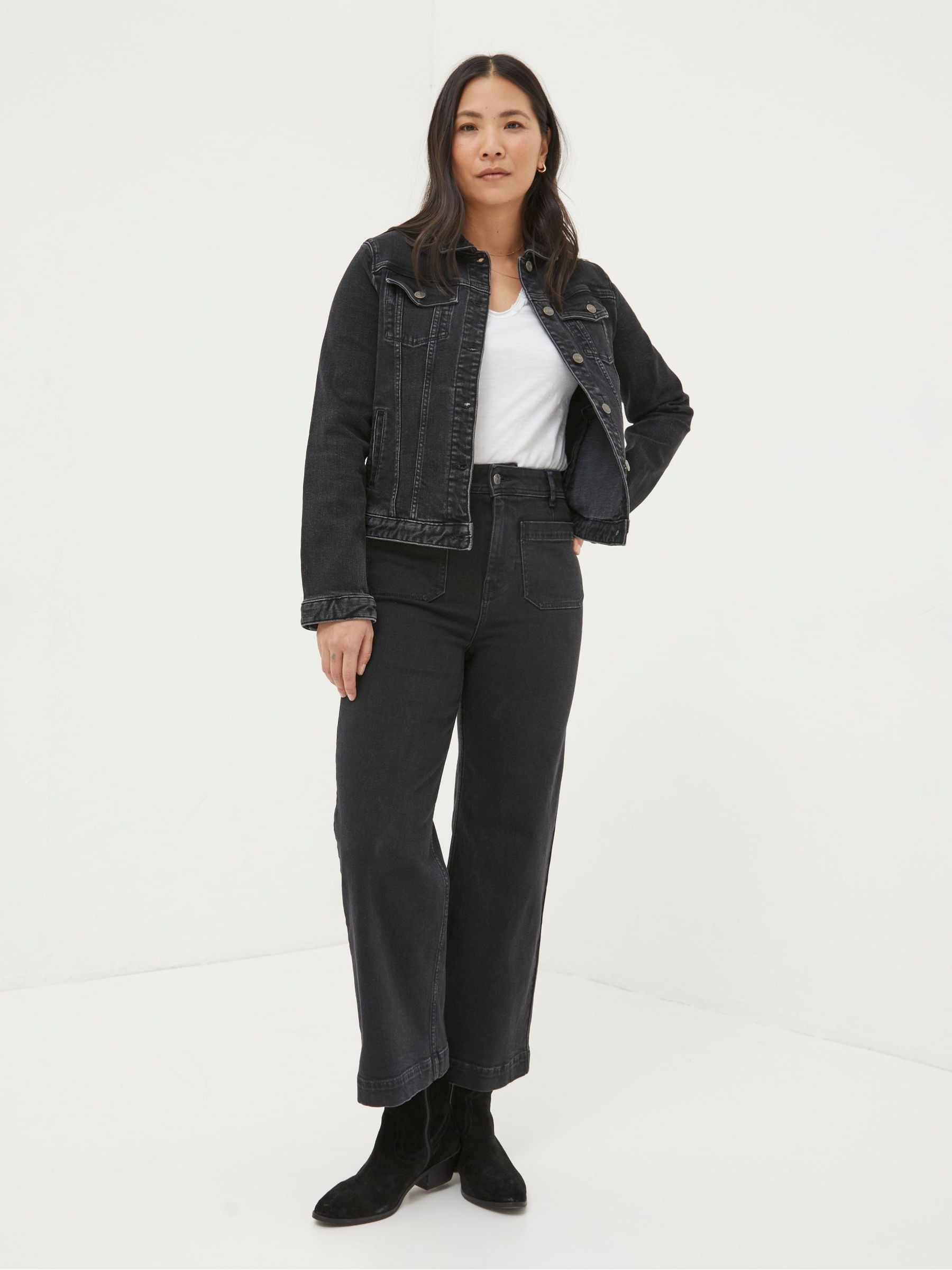 Tasha Black Denim Jacket | FatFace