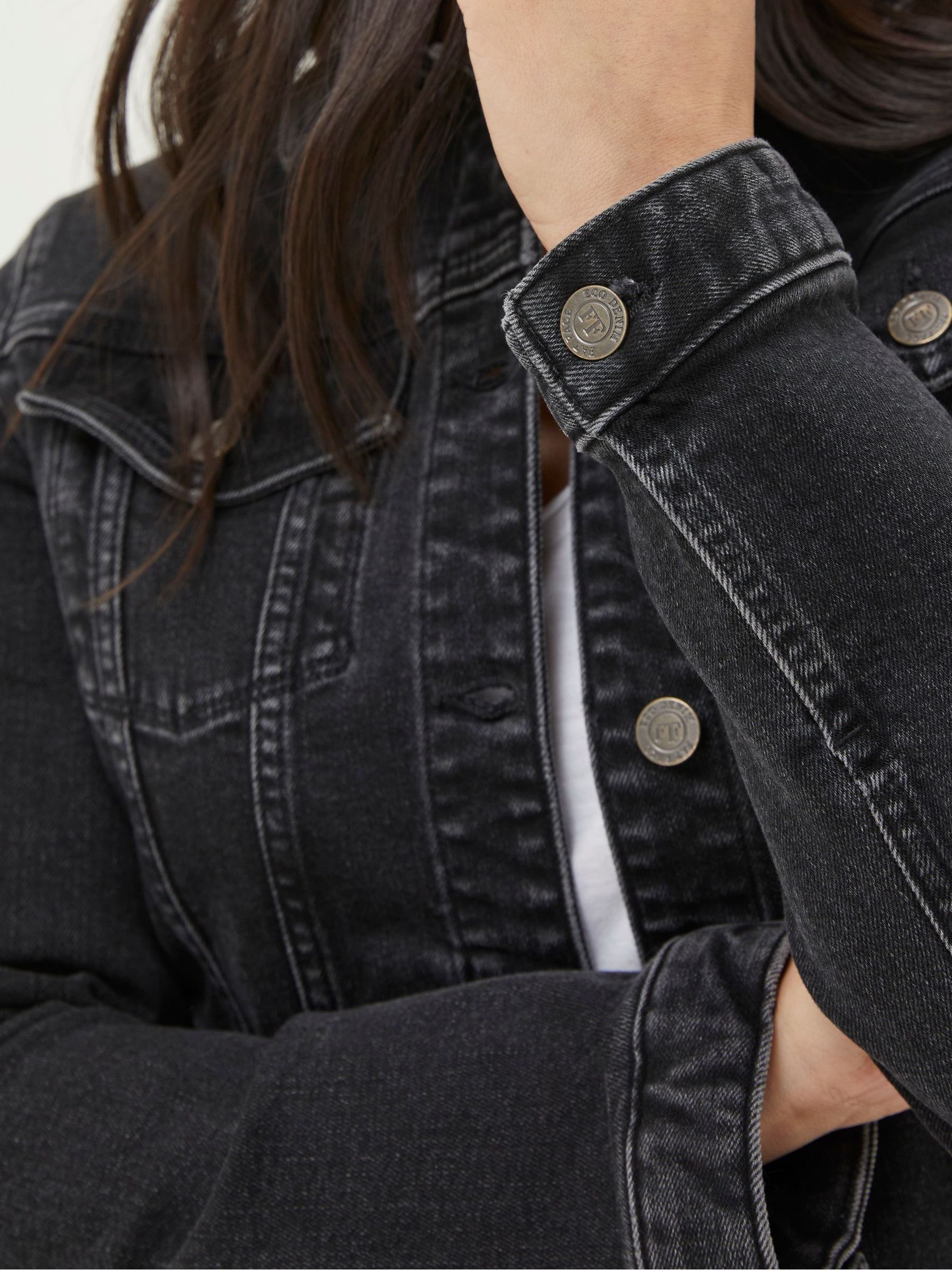Tasha Black Denim Jacket | FatFace
