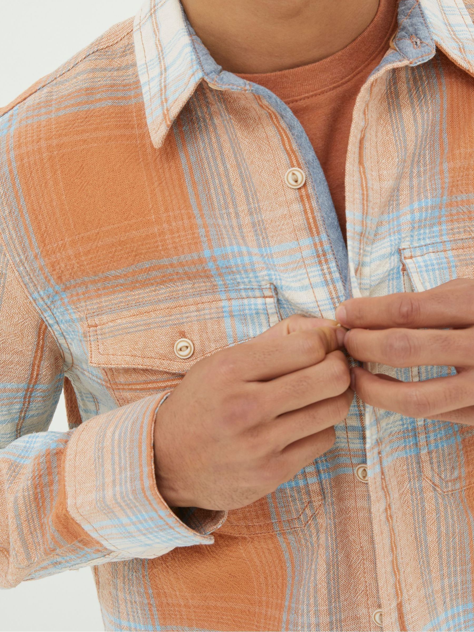 Burland Orange Ombre Check Shirt - Image 3 of 6
