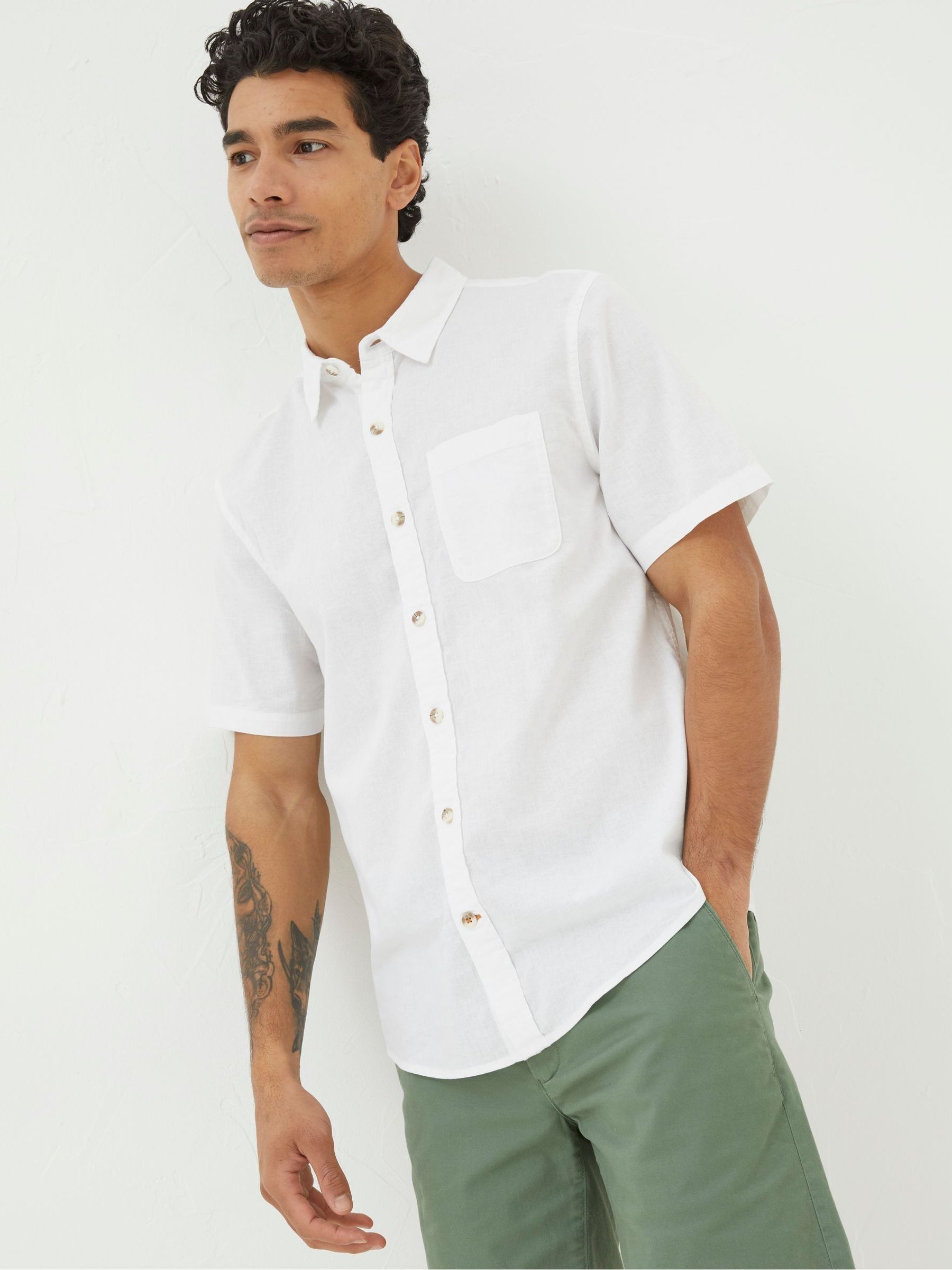 Bugle White Linen Cotton Shirt - Image 1 of 5