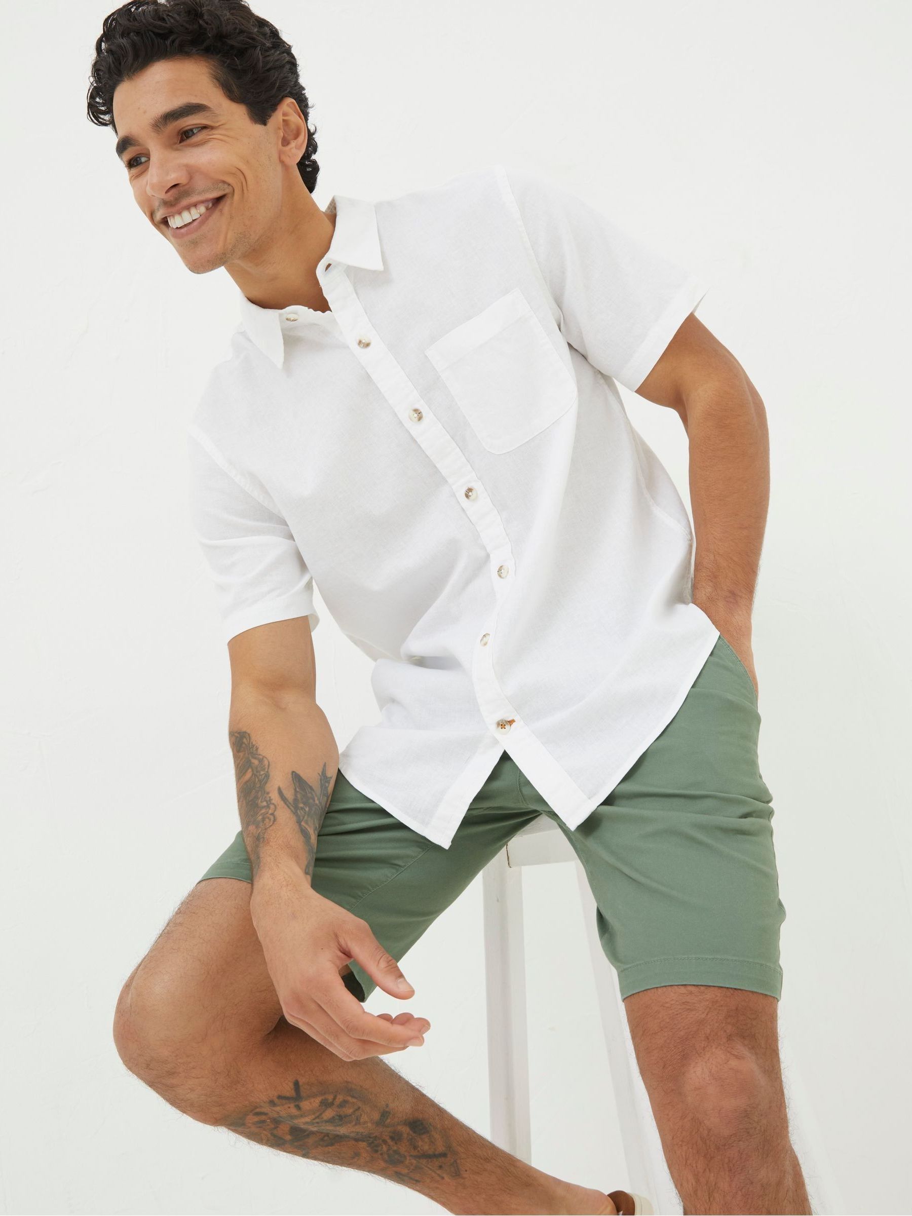 Bugle White Linen Cotton Shirt - Image 3 of 5