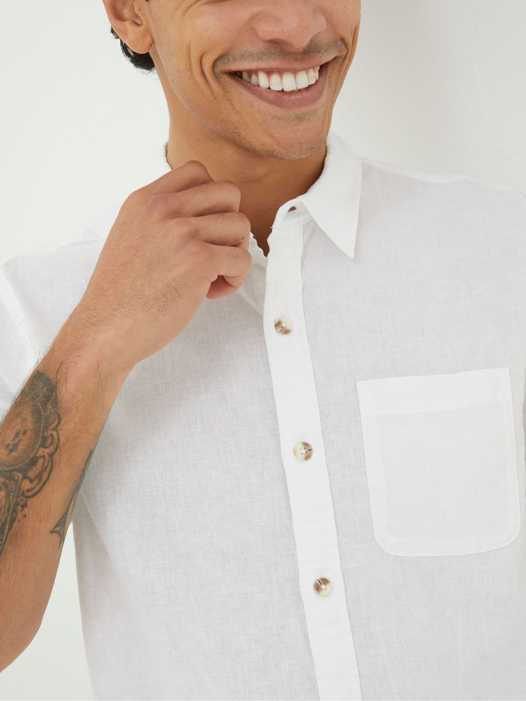 Bugle White Linen Cotton Shirt - Image 4 of 5