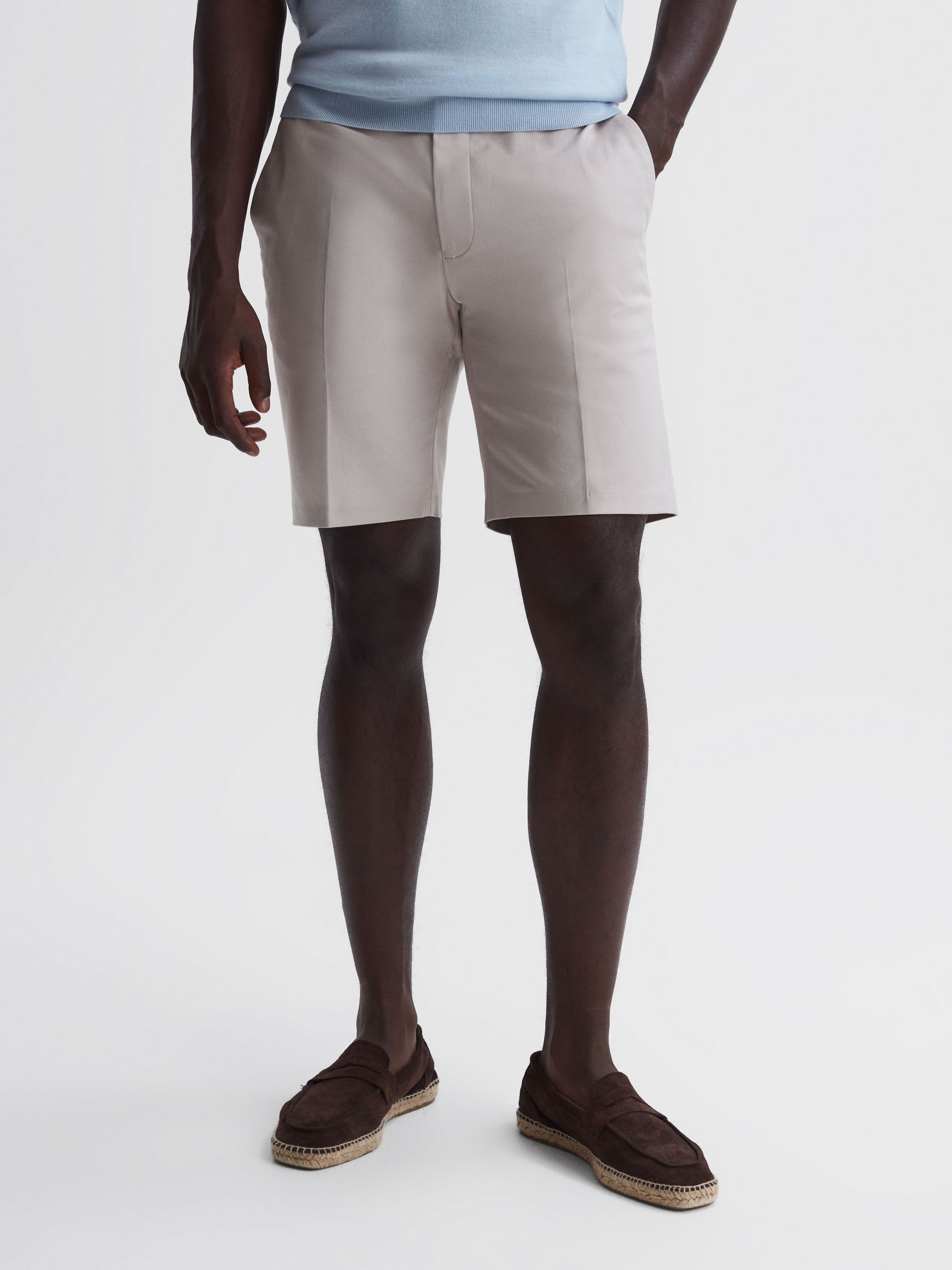 Cotton Blend Chino Shorts in Stone - Image 3 of 6