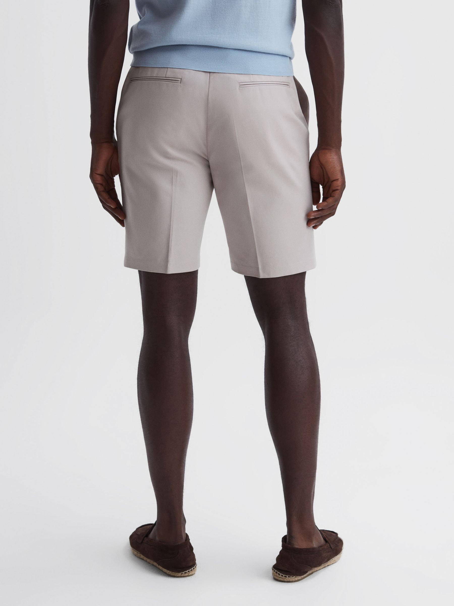 Cotton Blend Chino Shorts in Stone - Image 5 of 6