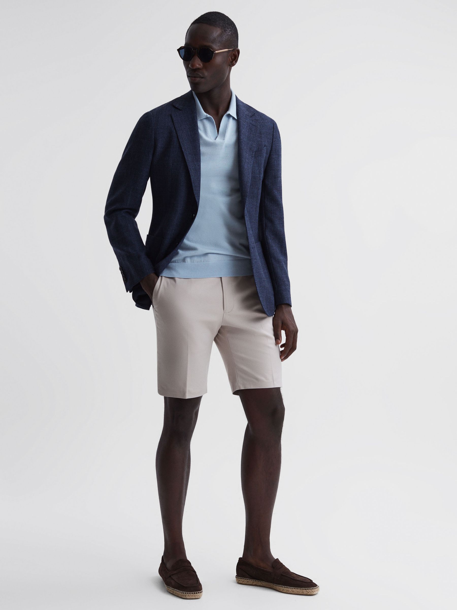 Cotton Blend Chino Shorts in Stone - Image 6 of 6