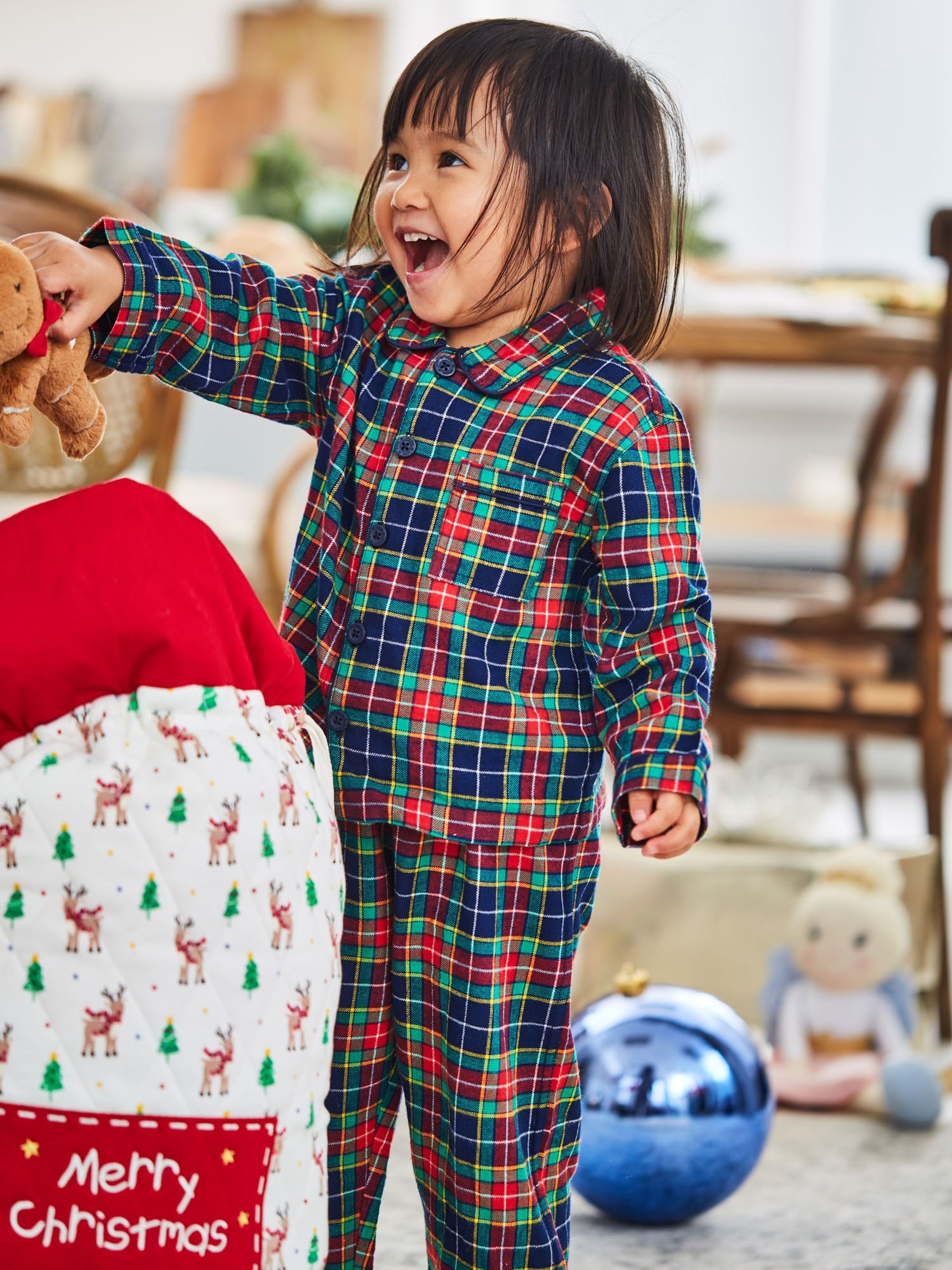 Kids' Classic Check Pyjamas in Navy - Image 1 of 4