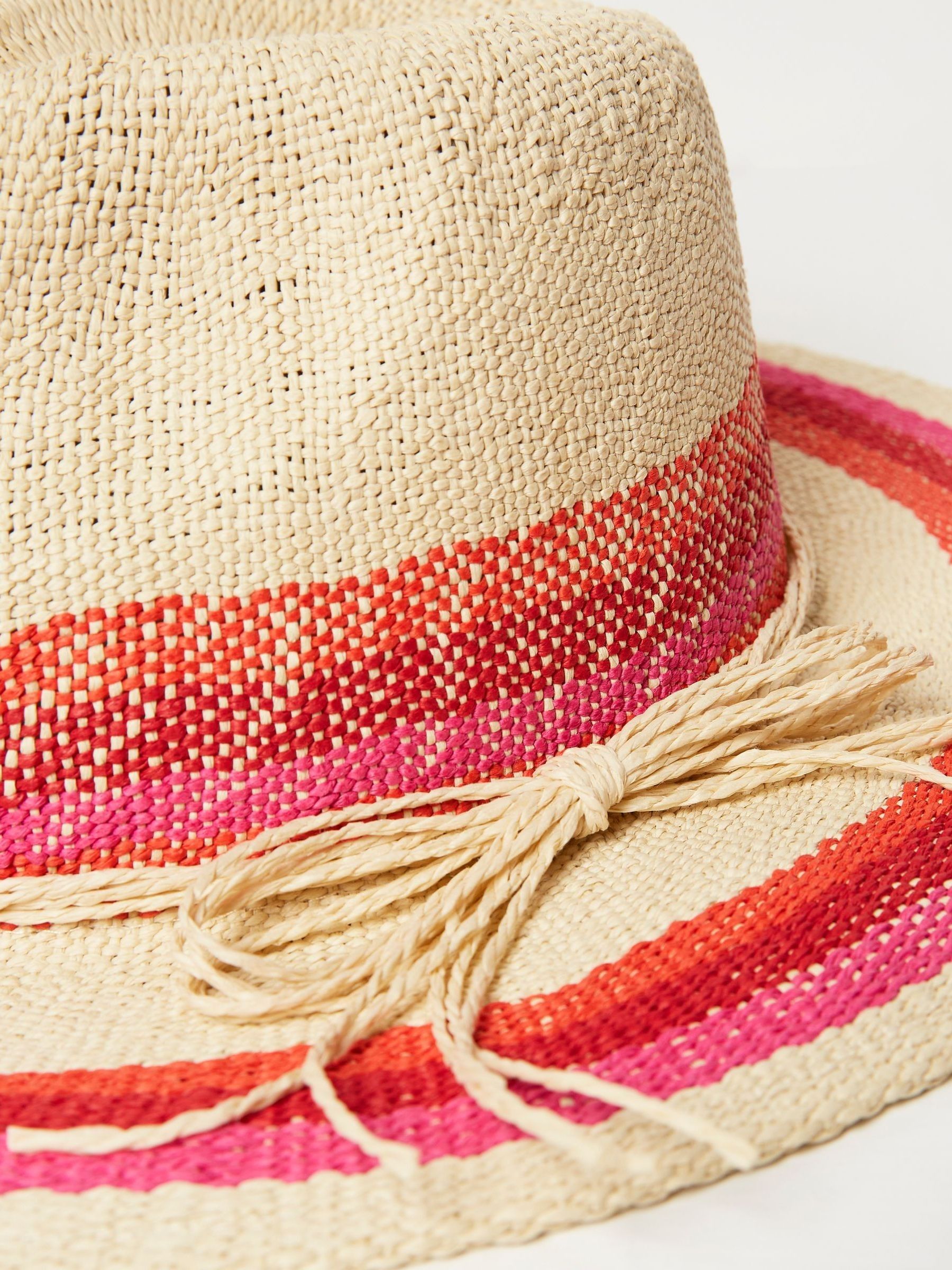 Natural Stripe Straw Fedora Hat - Image 2 of 2