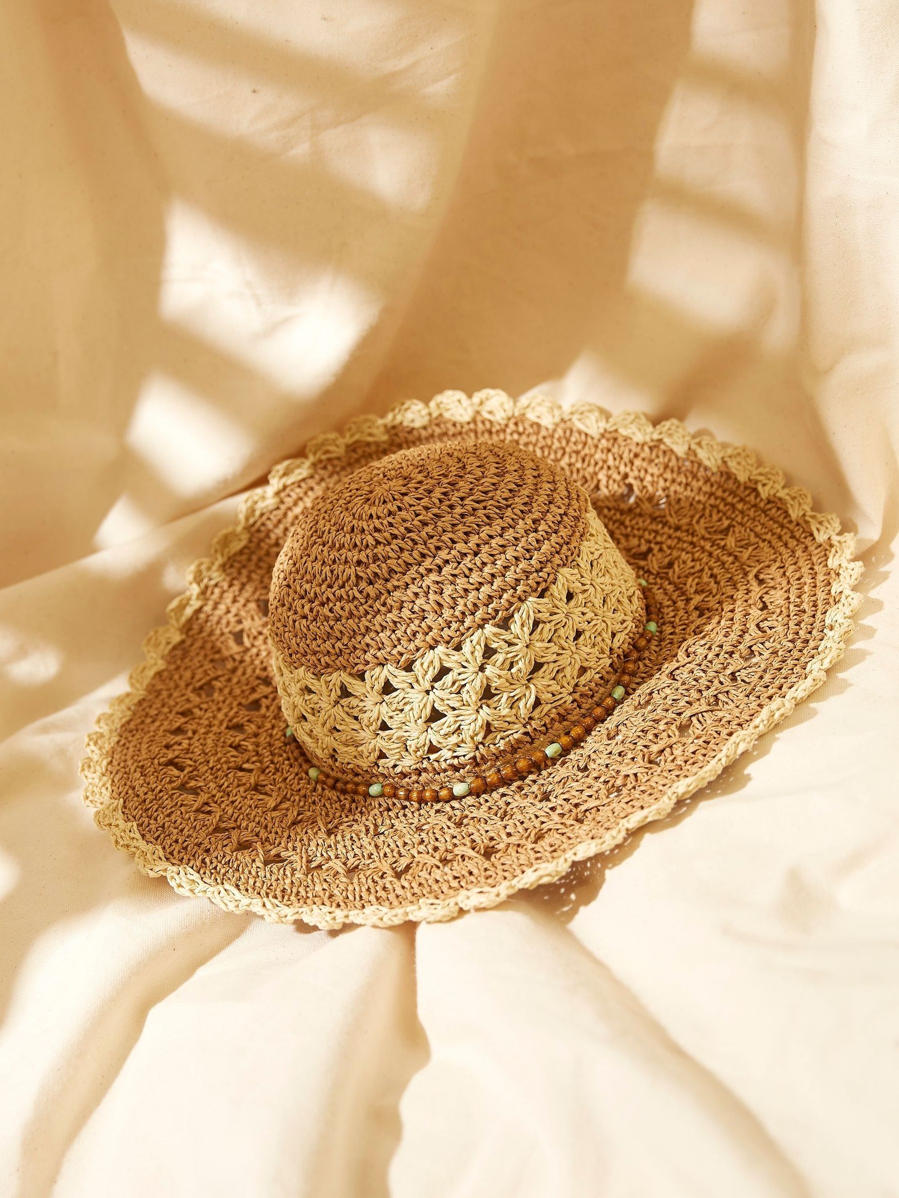Natural Crochet Straw Sun Hat - Image 2 of 3