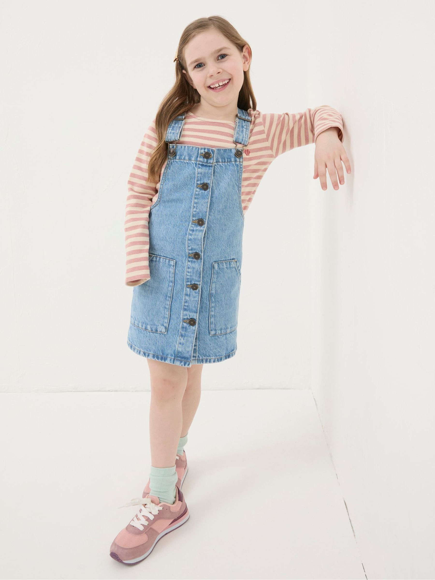 Blue Denim Pinafore Dungarees | FatFace