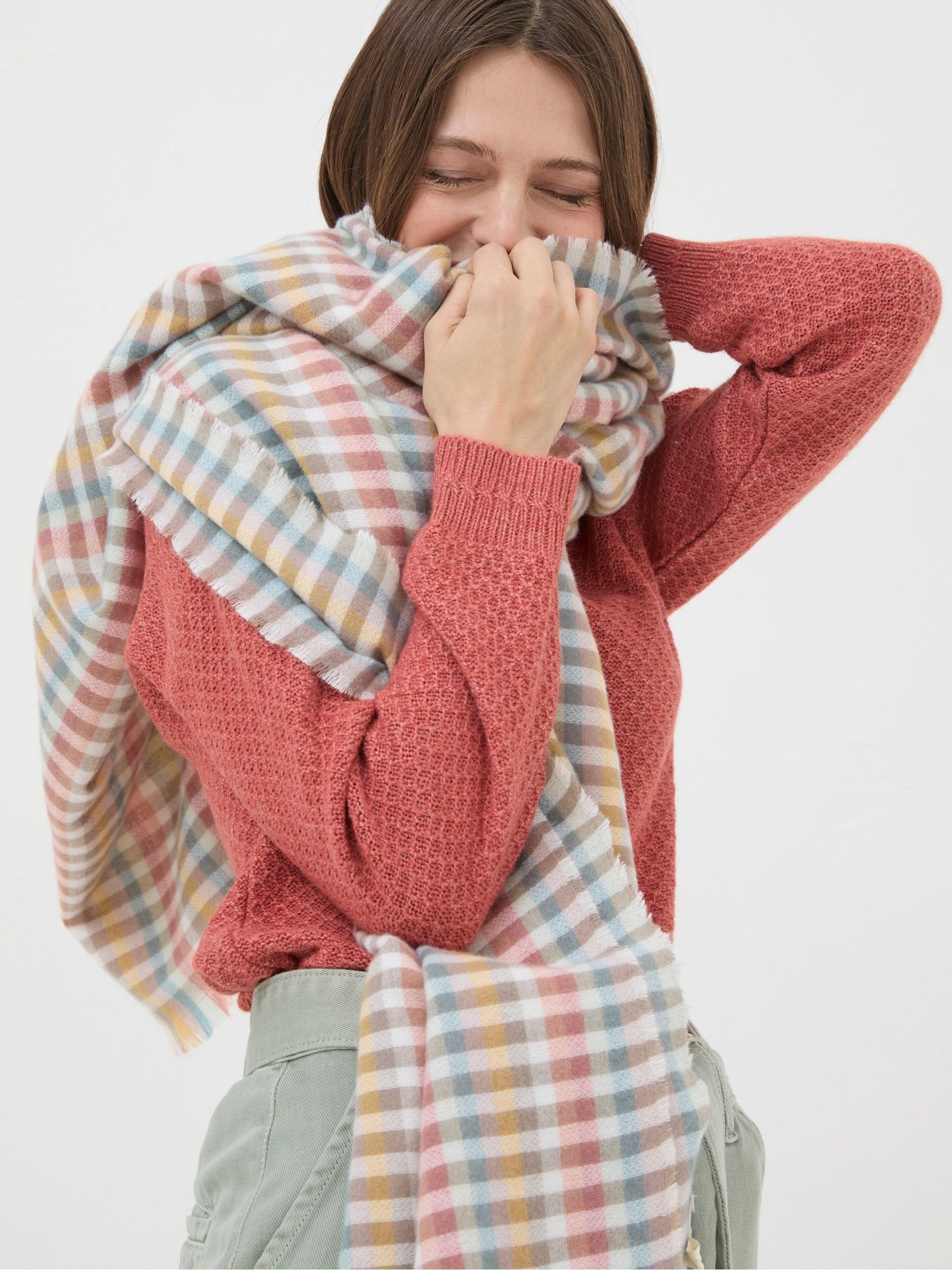 Orange Gingham Scarf - Image 3 of 3 Orange Gingham Scarf - Image 3 of 3