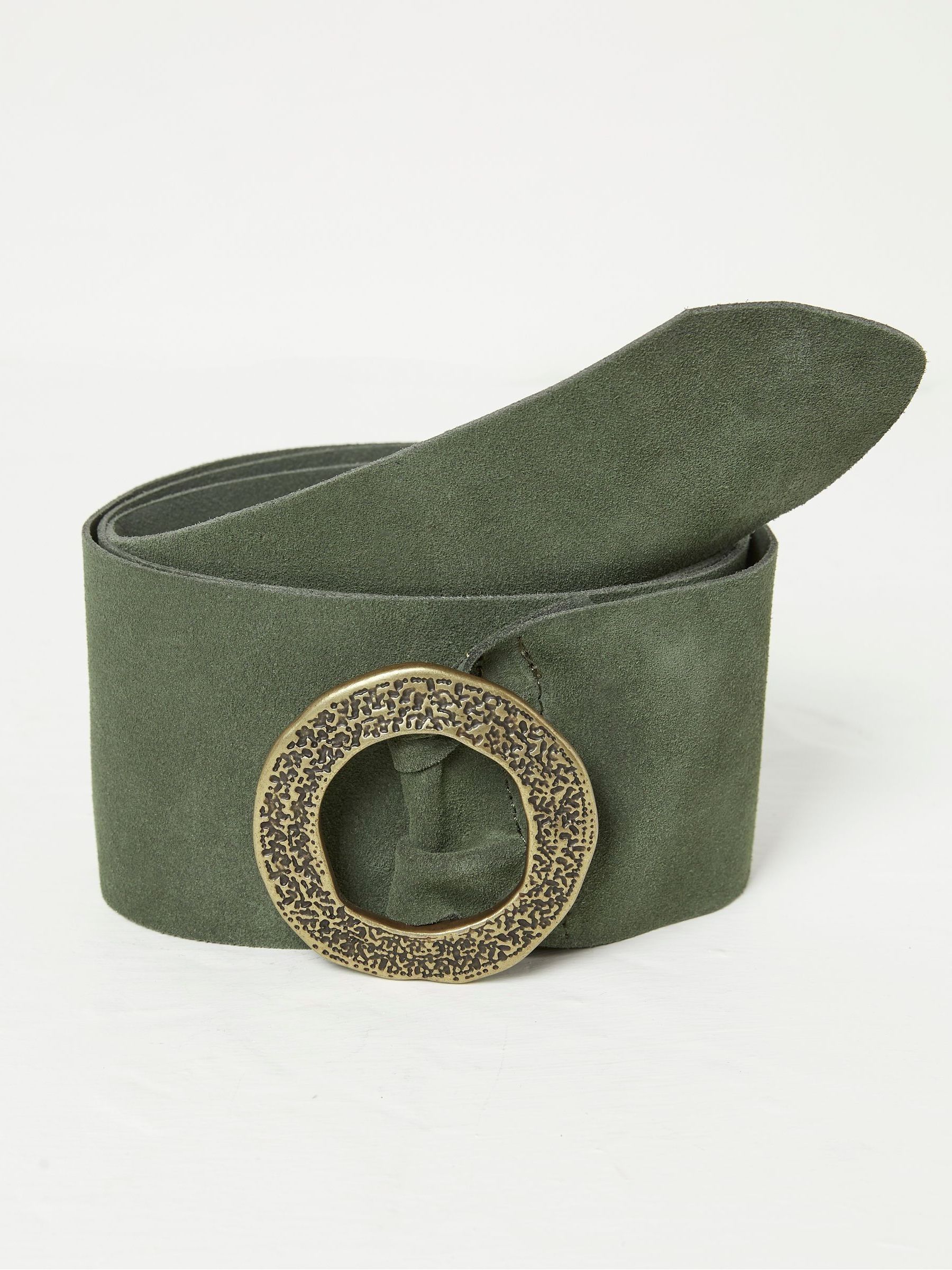 Green Soft Wide Suede Belt FatFace