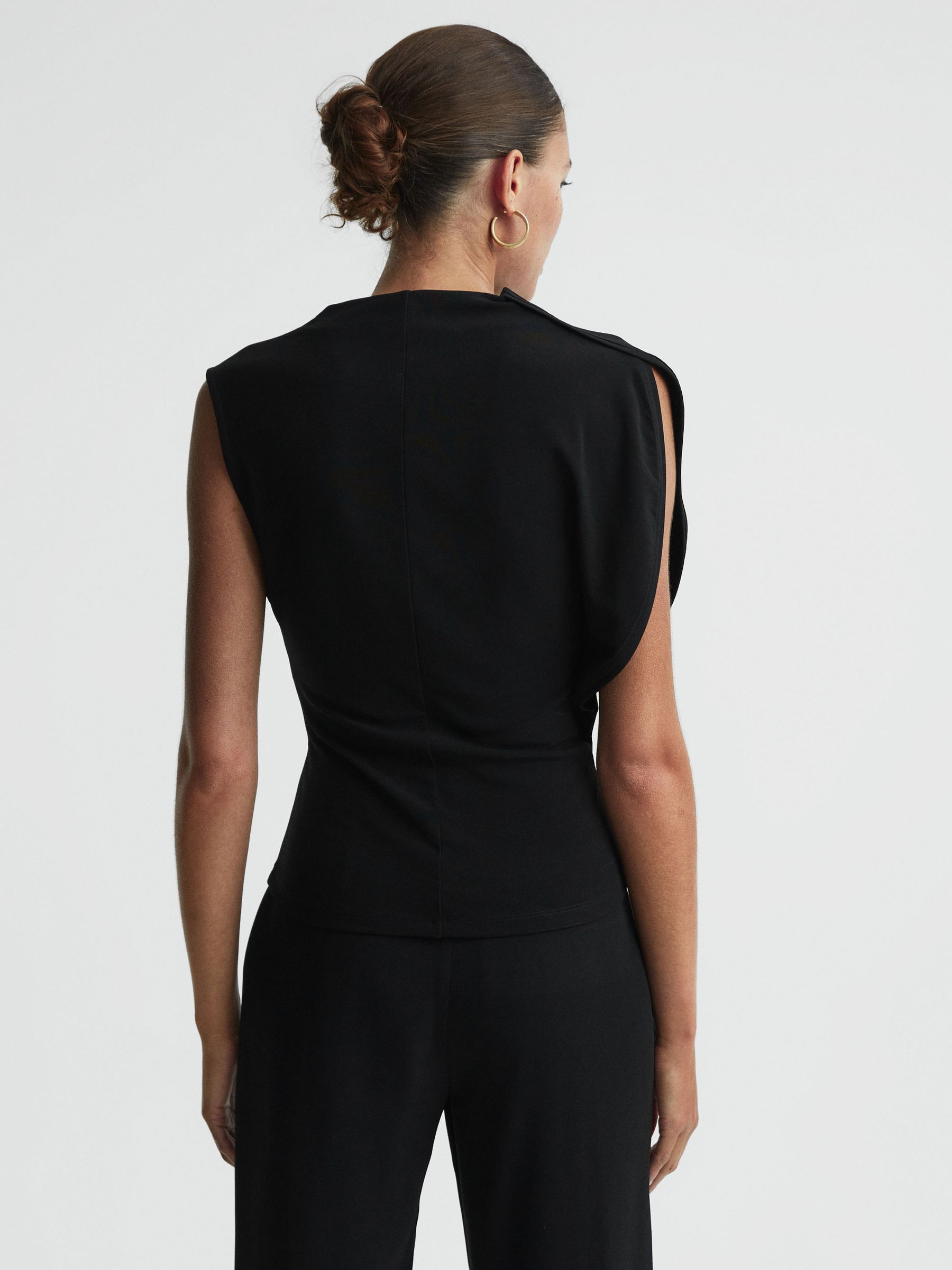 Asymmetric Draped Top in Black - Image 5 of 5