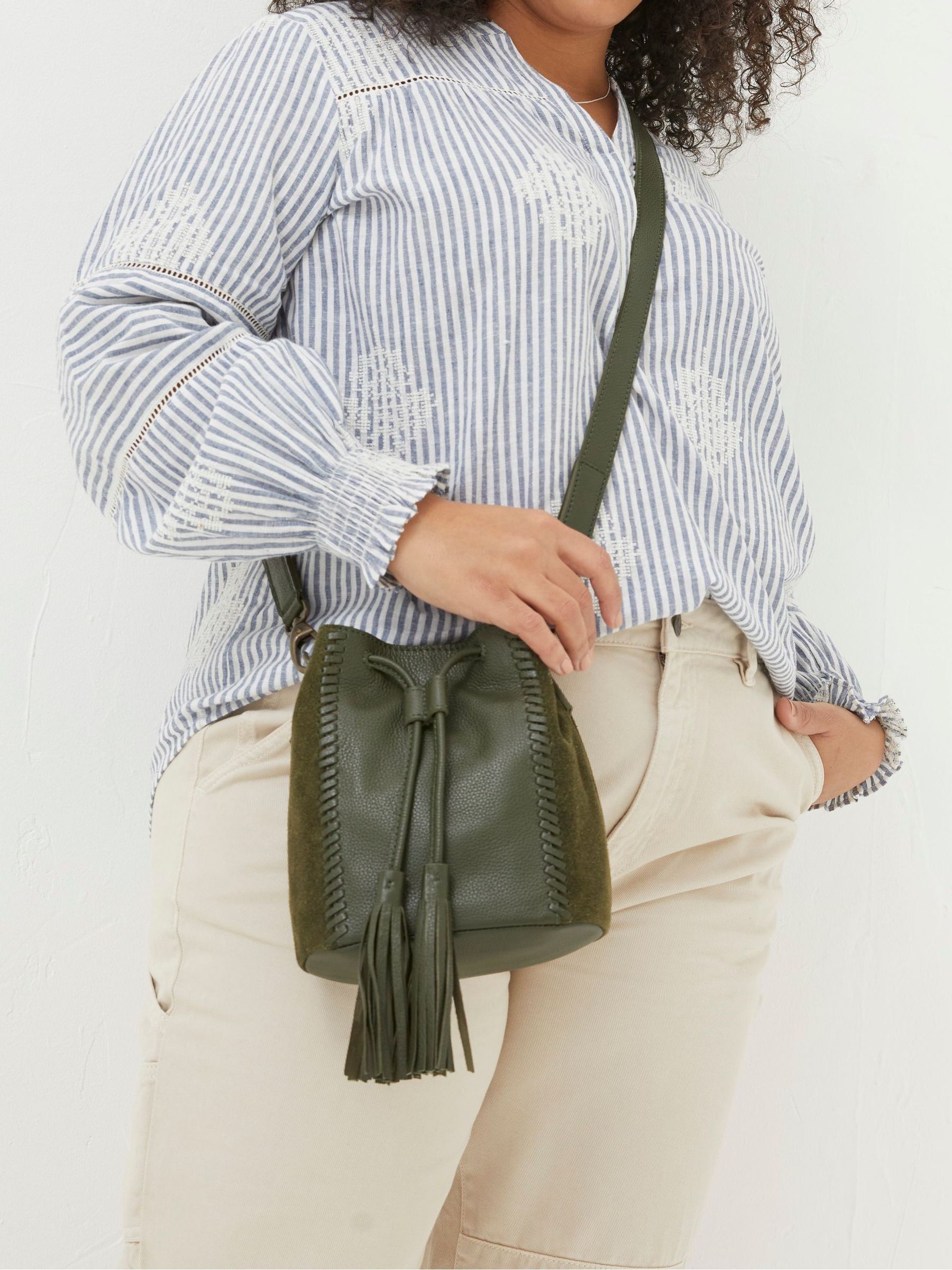 Winalie Green Patchwork Bucket Mini Bag - Image 1 of 4