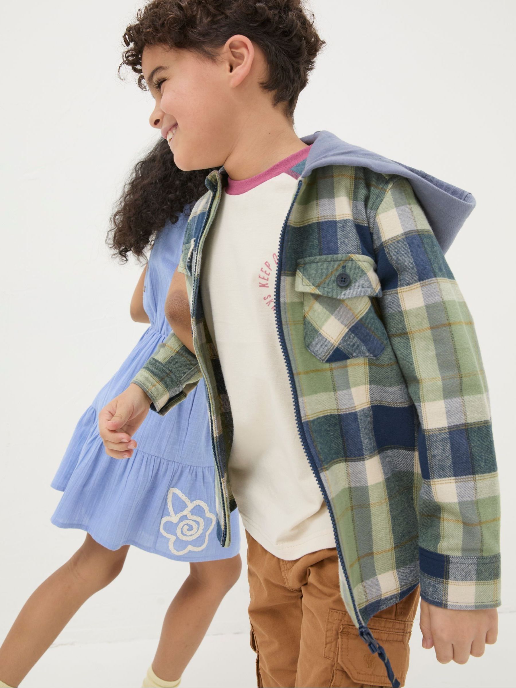 Green Hooded Check Shacket - Image 1 of 5