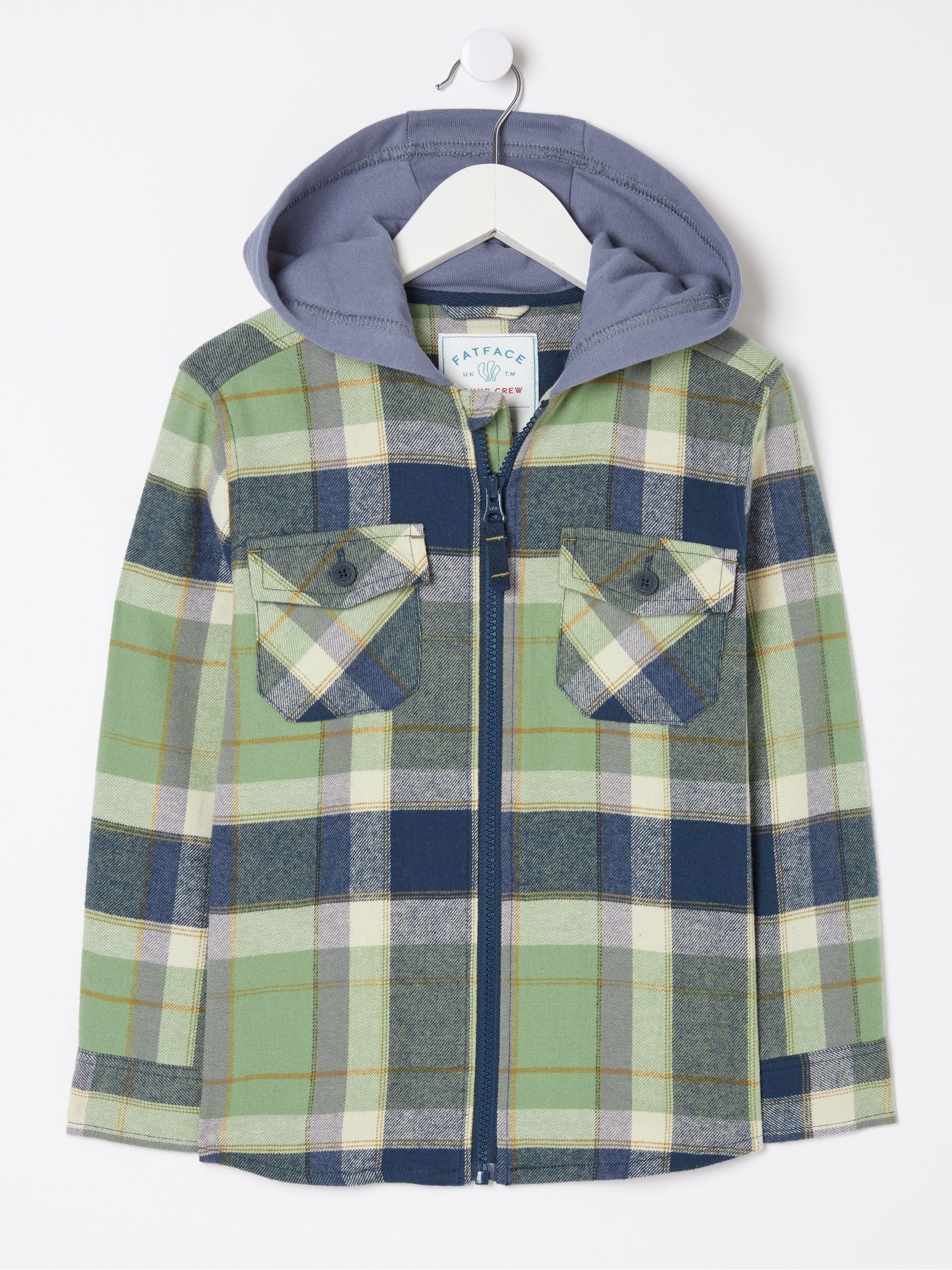 Green Hooded Check Shacket - Image 5 of 5