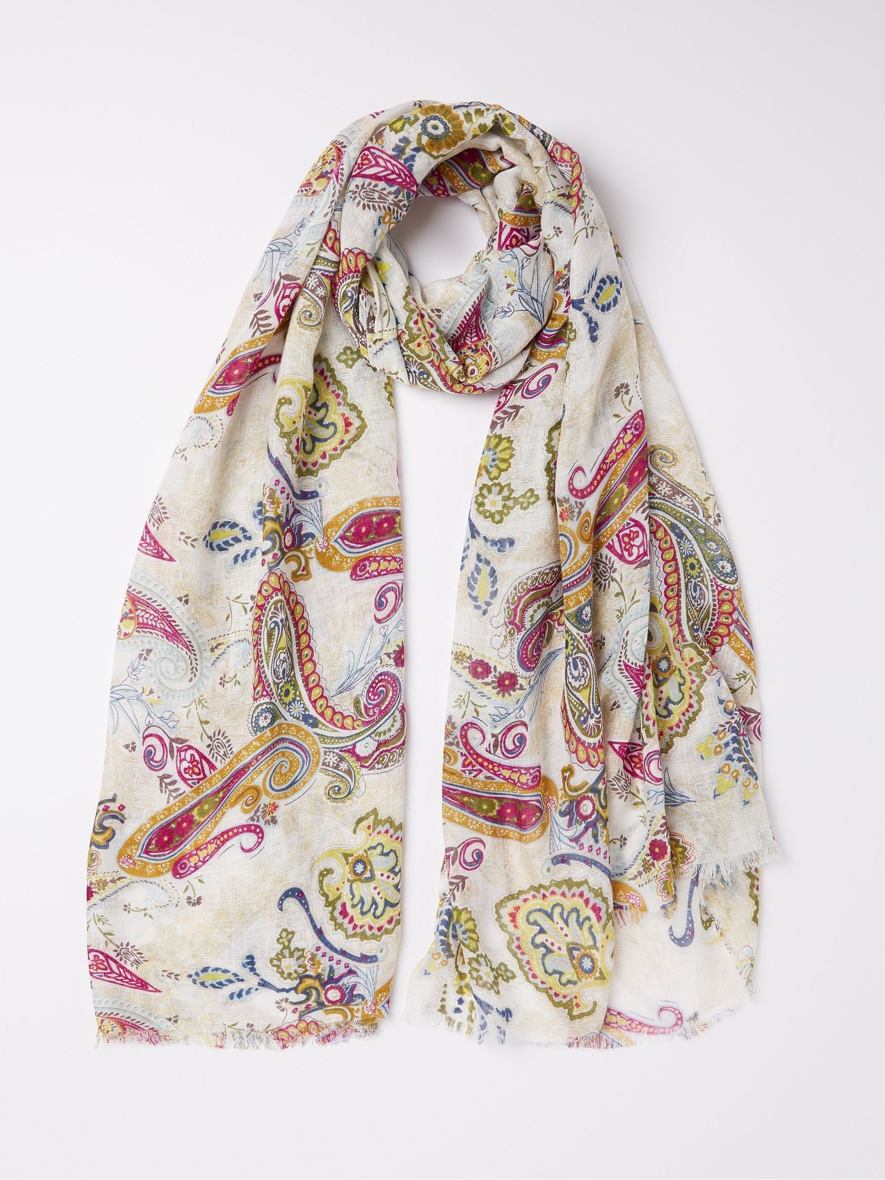 Bright White Paisley Scarf - Image 1 of 2