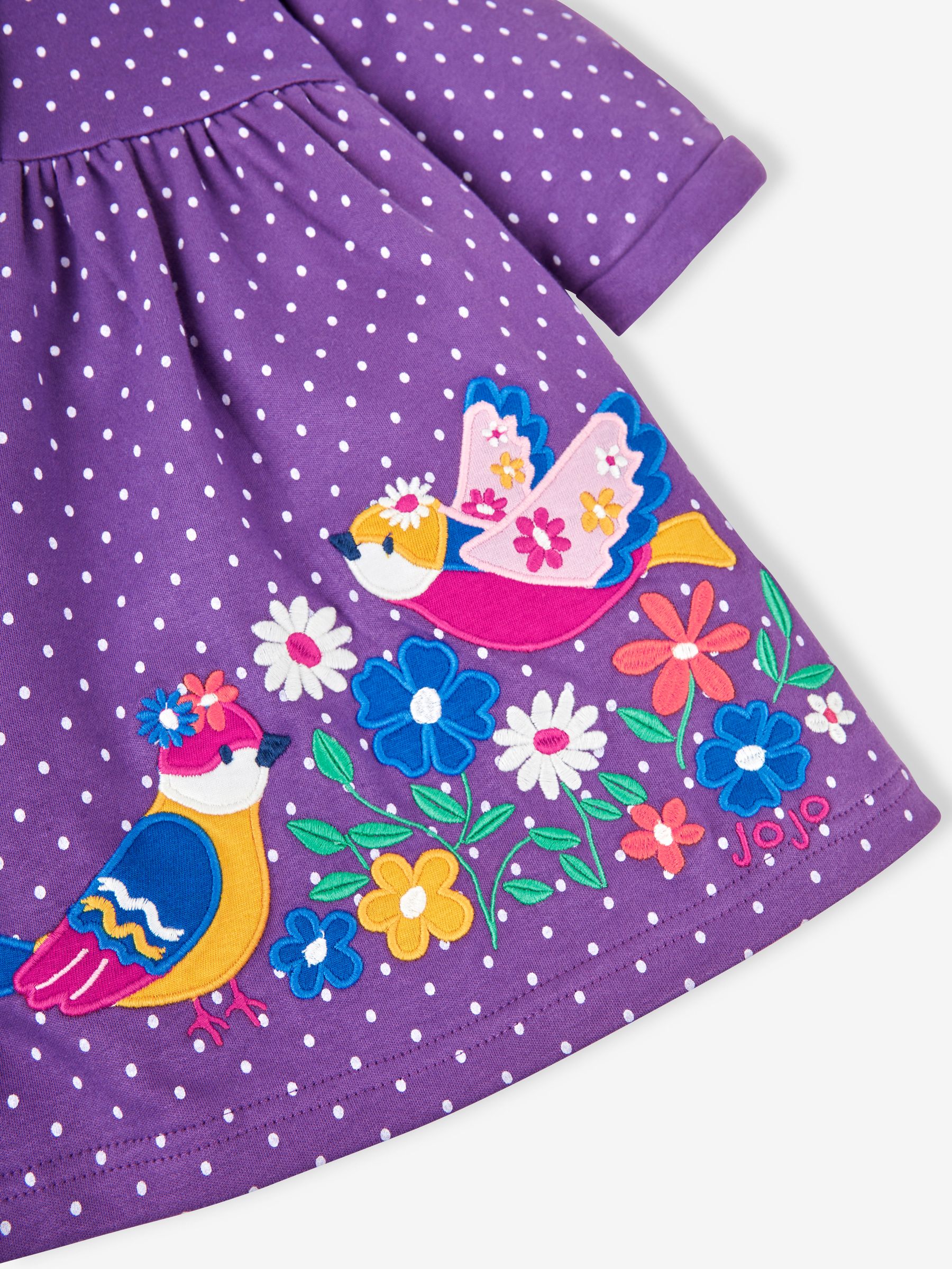 Purple Bird Appliqué Button Front Dress - Image 2 of 3