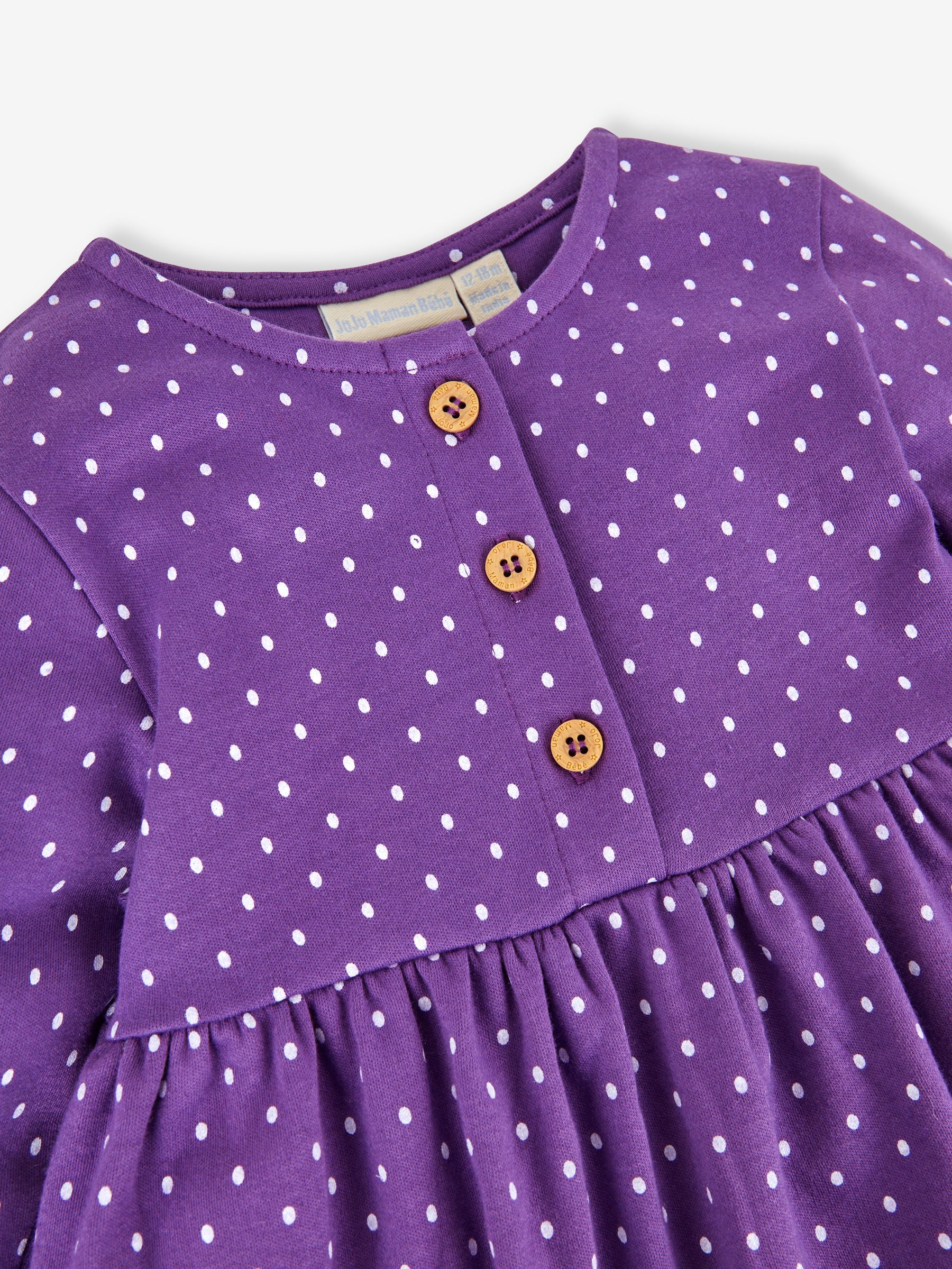 Purple Bird Appliqué Button Front Dress - Image 3 of 3