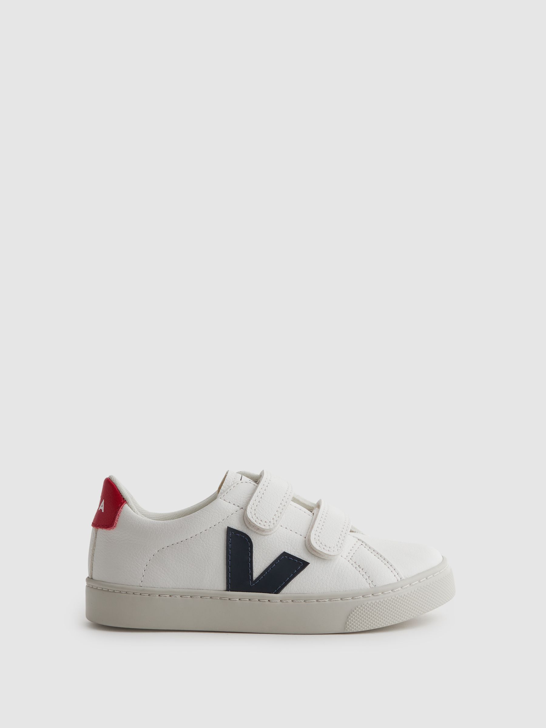 Veja Leather Velcro Trainers in White Nautico Pekin - Image 1 of 5