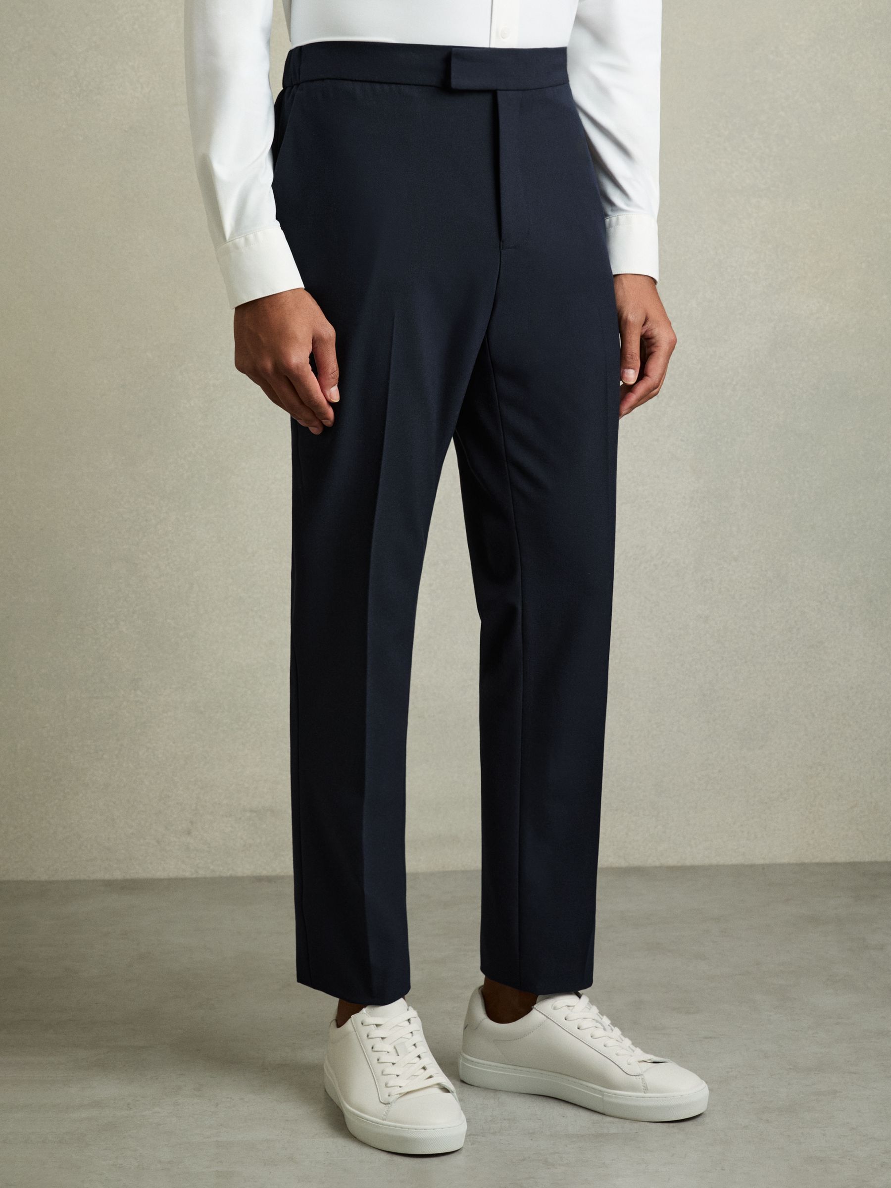 Slim-Fit Drawstring Trousers in Navy - Image 3 of 7