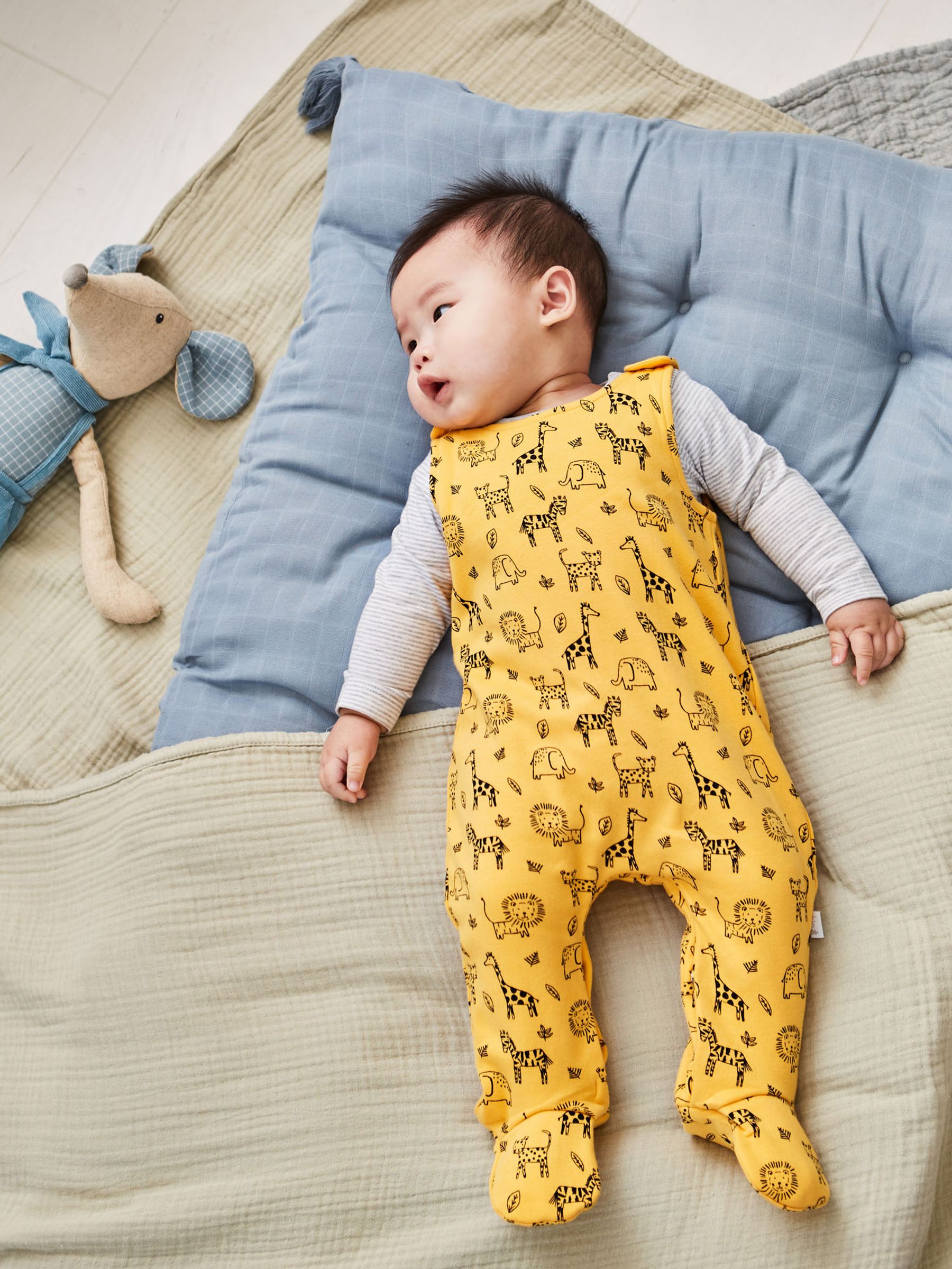 Mustard 2-Piece Safari Print Baby Dungarees Set - Image 5 of 6