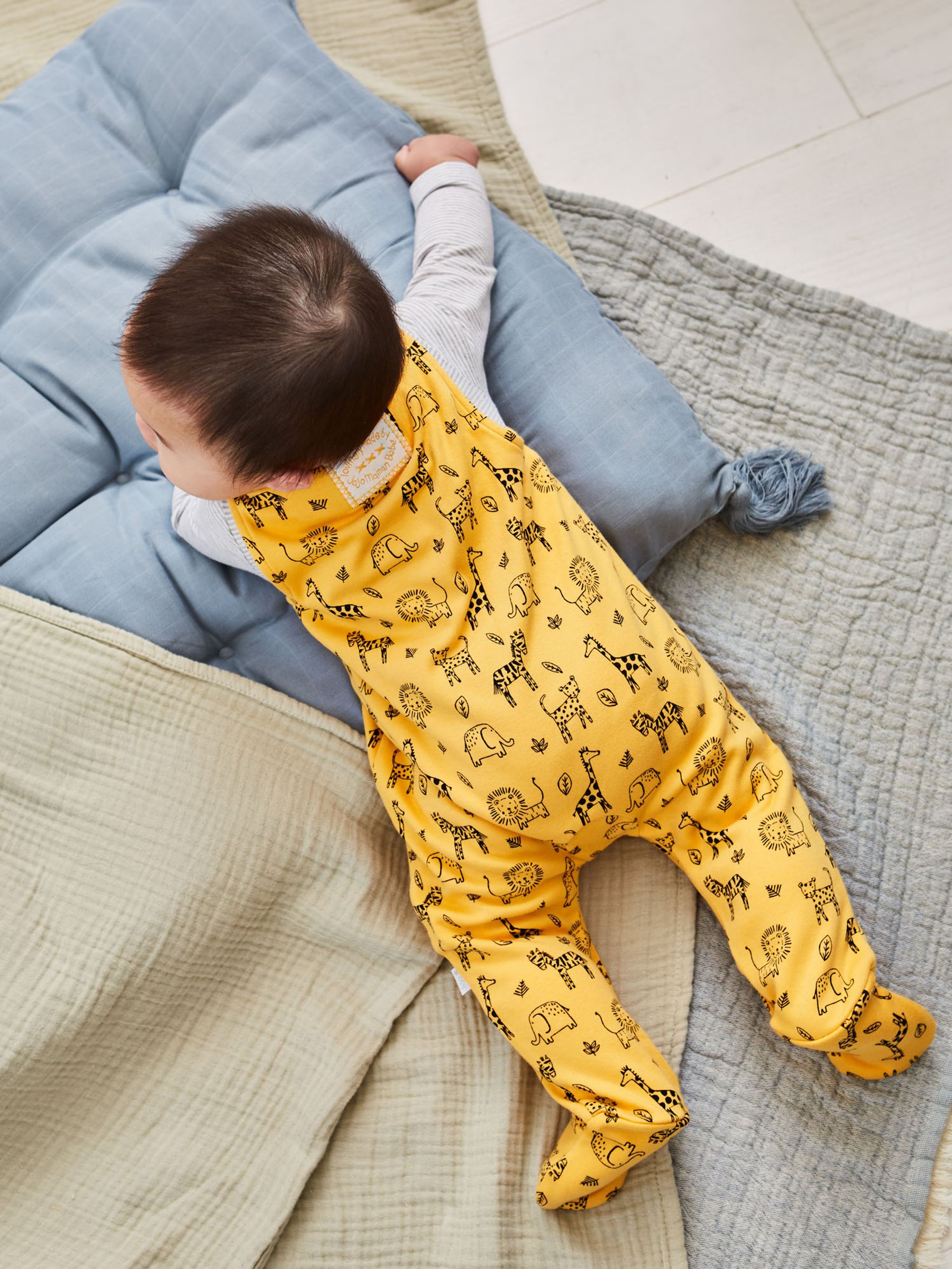 Mustard 2-Piece Safari Print Baby Dungarees Set - Image 6 of 6