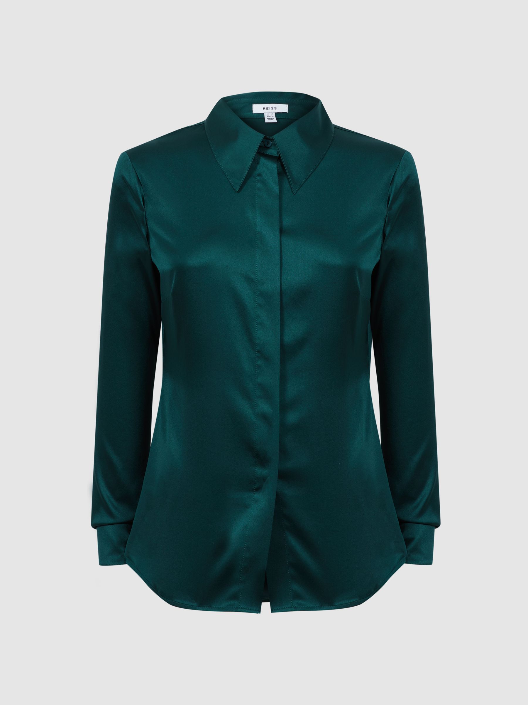 Silk Shirt in Teal - Image 2 of 5