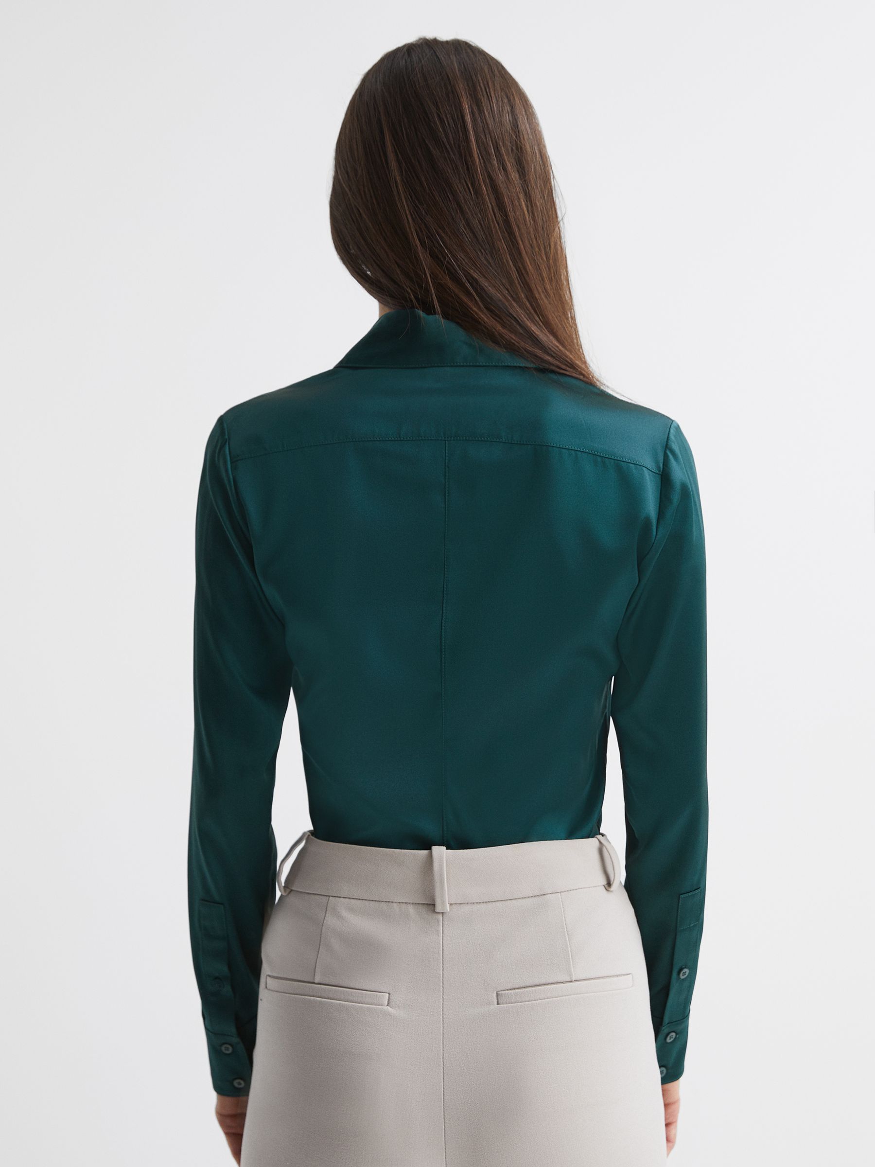 Silk Shirt in Teal - Image 4 of 5