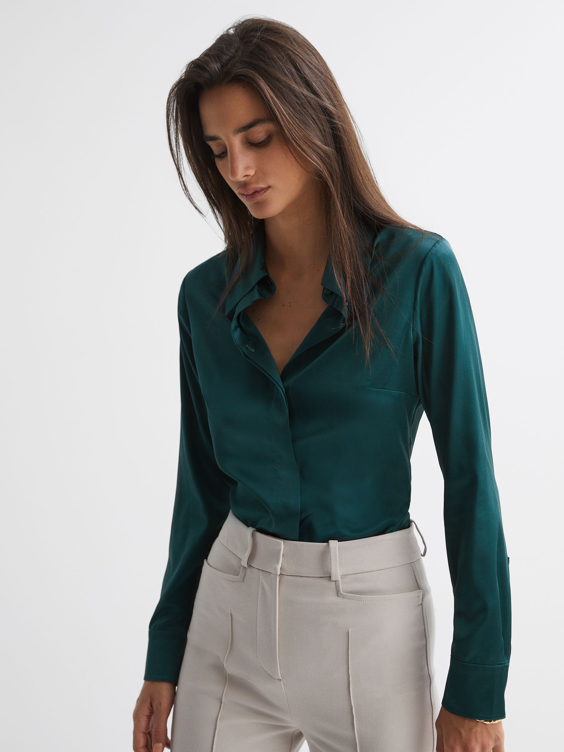 Silk Shirt in Teal - Image 5 of 5