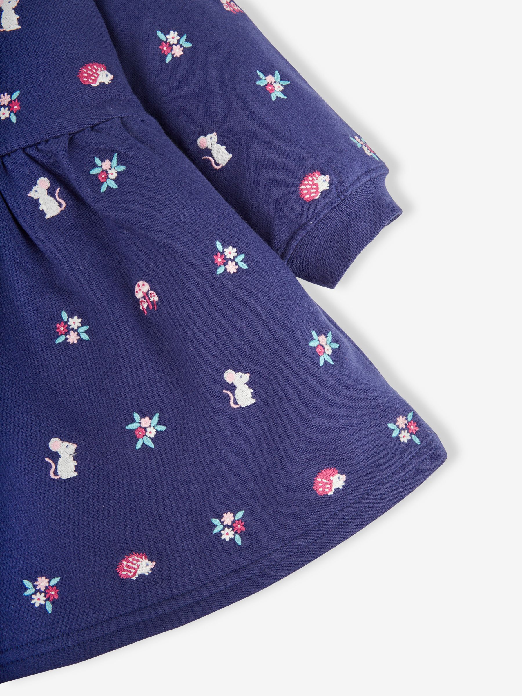 Navy Blue Mouse Embroidered Sweat Dress With Collar - Image 2 of 3