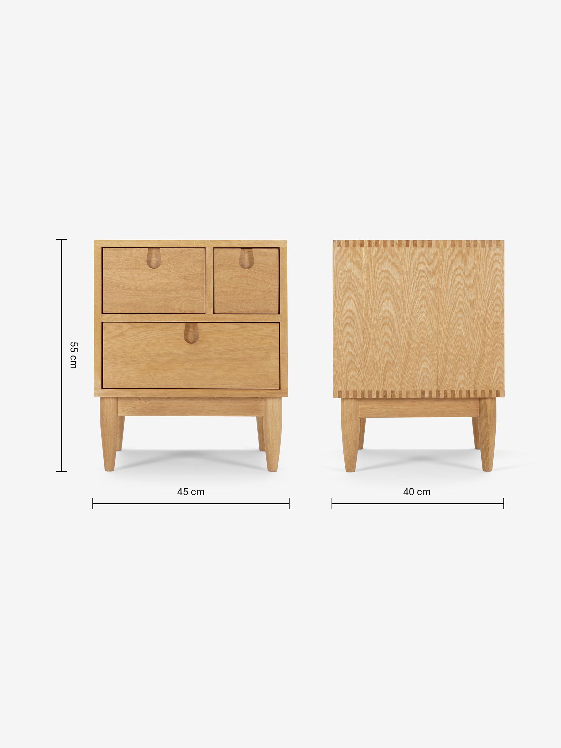 Penn 3 Drawer Bedside Table in Oak - Image 6 of 6