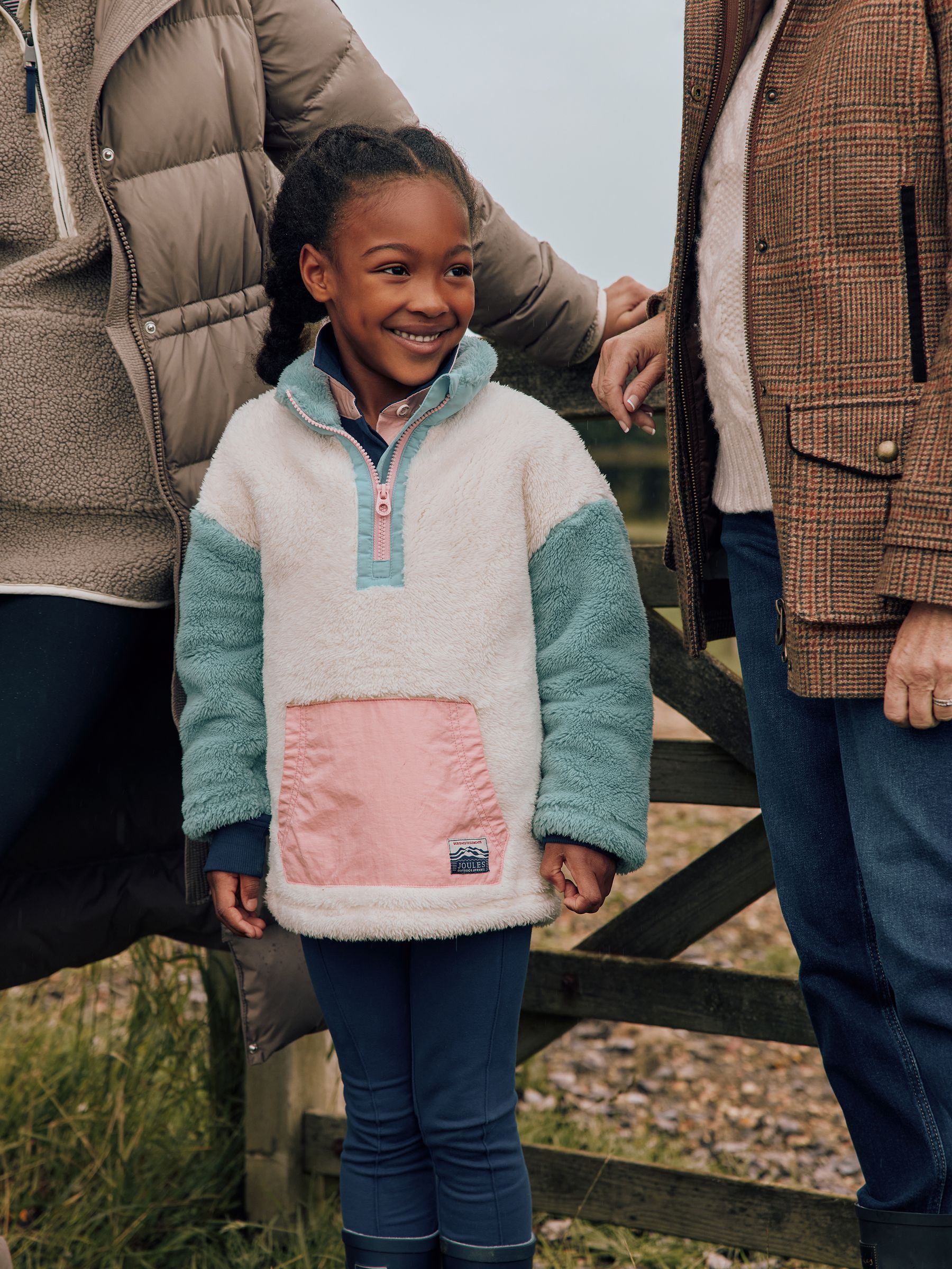 Girls' Always Cosy Cream/Blue Half Zip Borg Fleece - Image 1 of 7