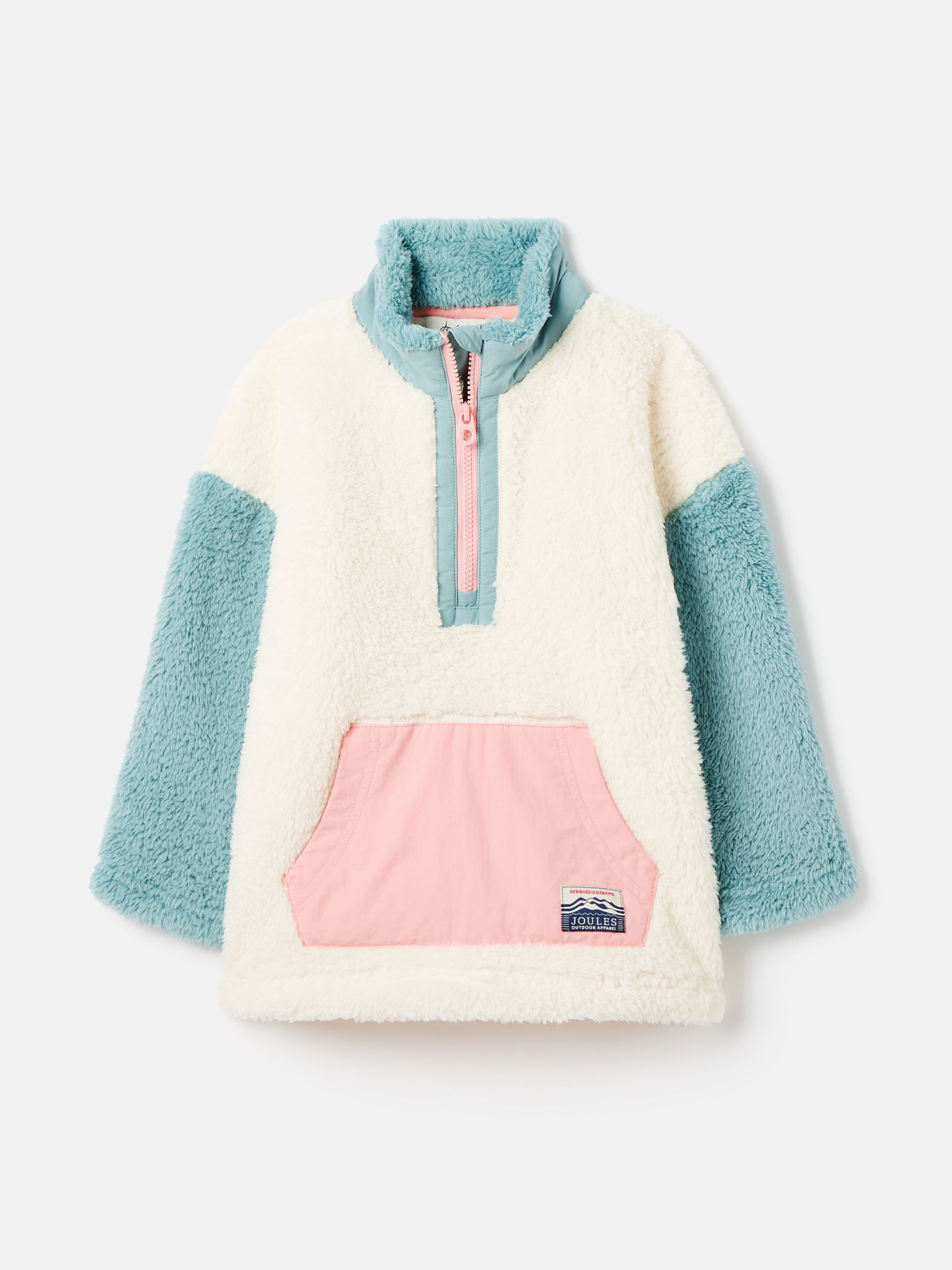 Girls' Always Cosy Cream/Blue Half Zip Borg Fleece - Image 2 of 7