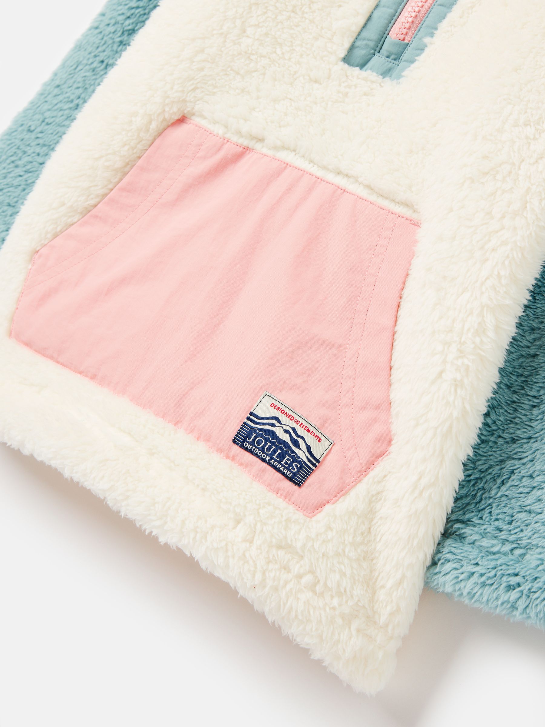 Girls' Always Cosy Cream/Blue Half Zip Borg Fleece - Image 4 of 7