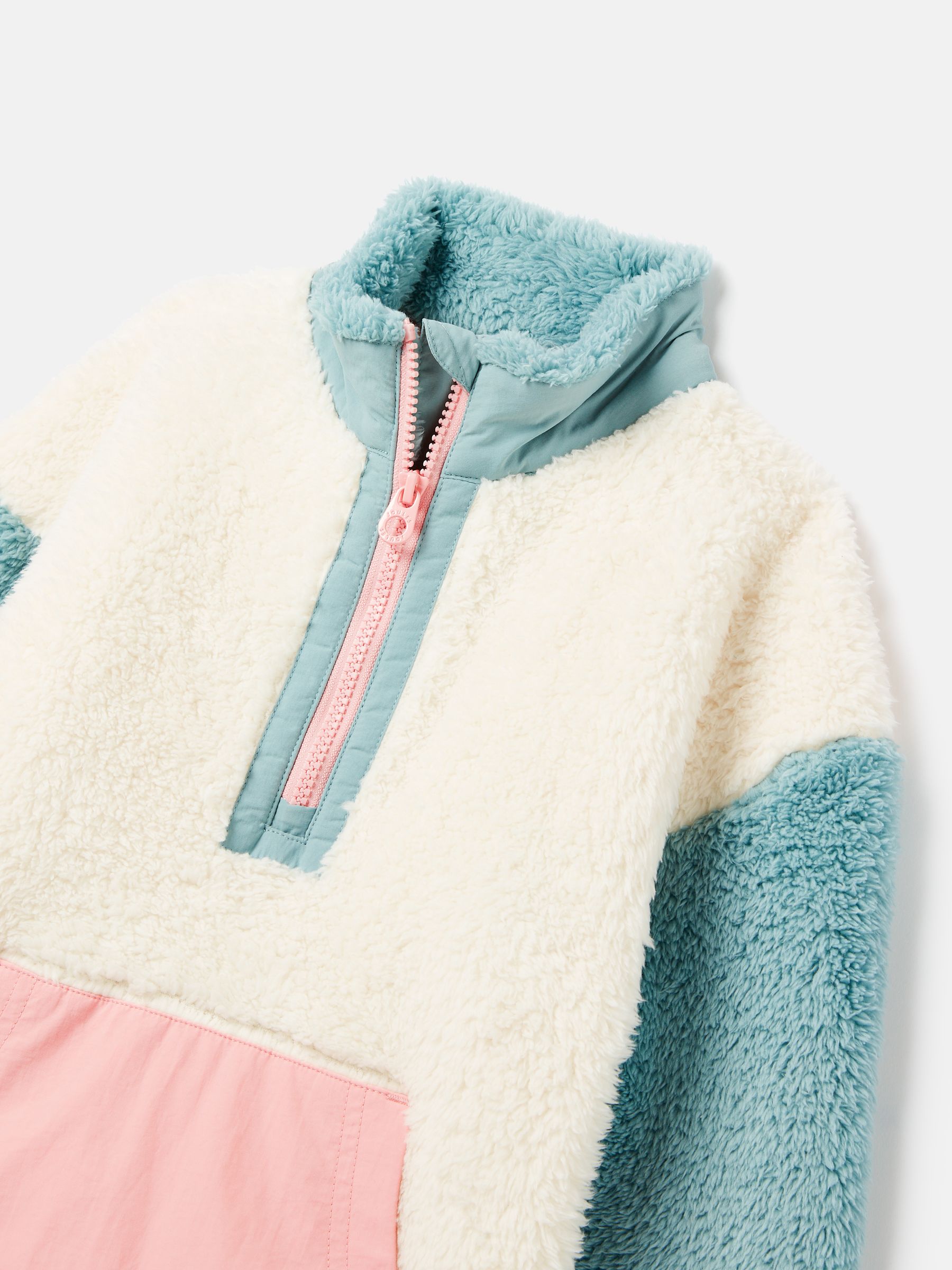 Girls' Always Cosy Cream/Blue Half Zip Borg Fleece - Image 5 of 7