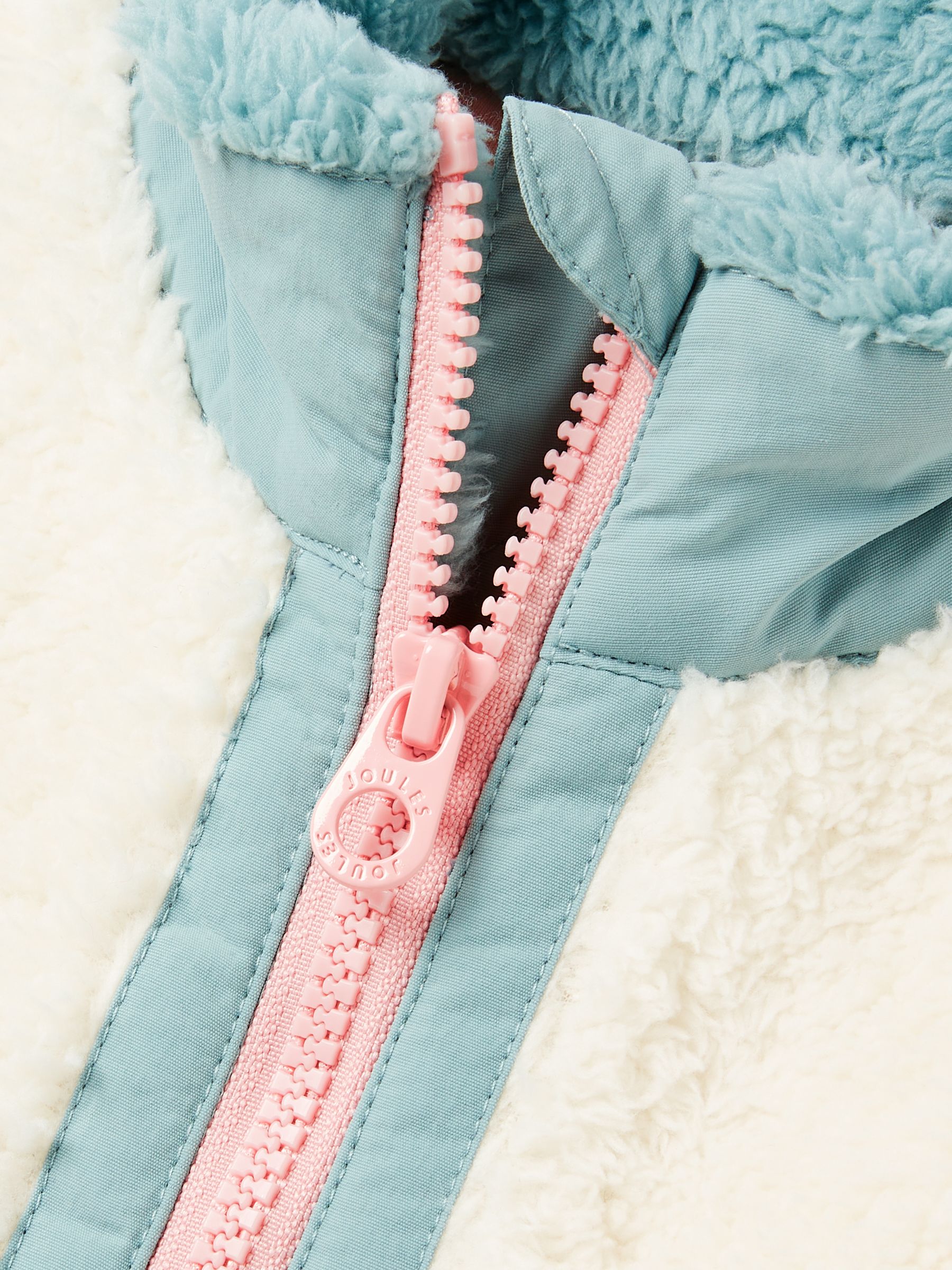 Girls' Always Cosy Cream/Blue Half Zip Borg Fleece - Image 6 of 7