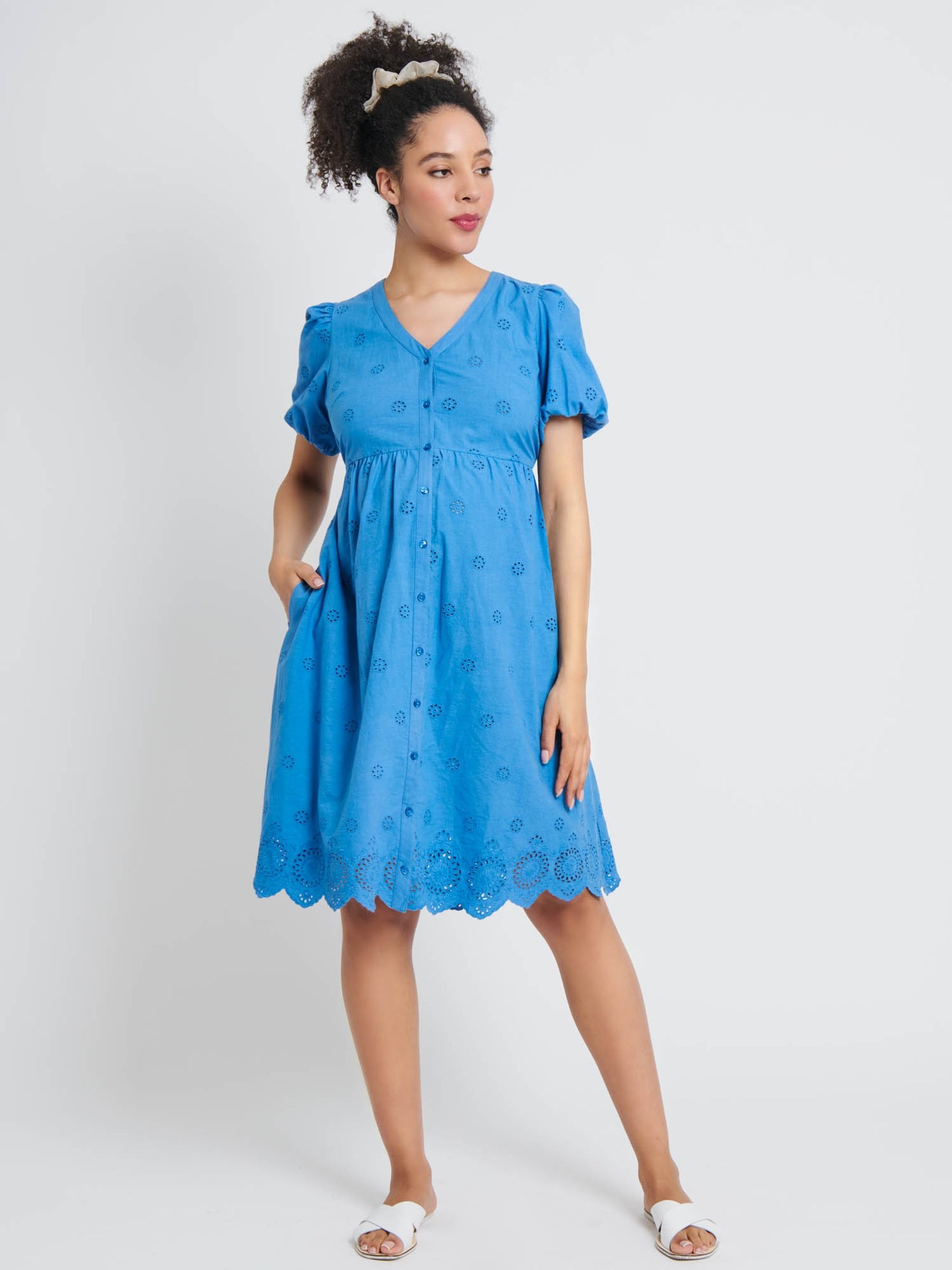 Blue Broderie Anglaise Maternity Dress - Image 1 of 1