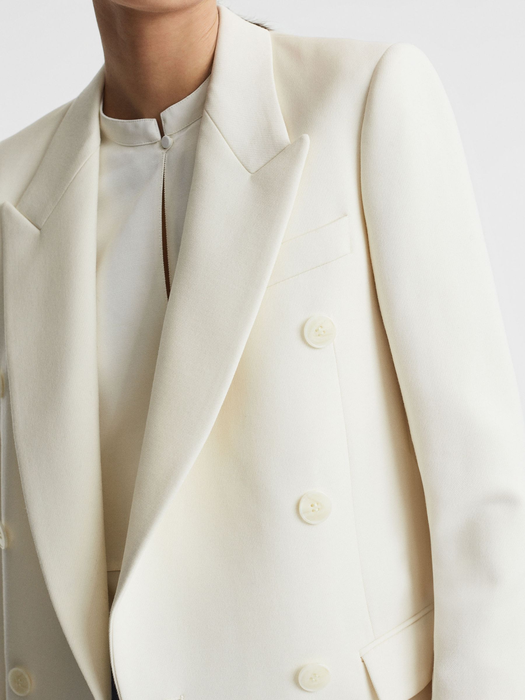 Modern Fit Wool Double Breasted Blazer in White - Image 5 of 8